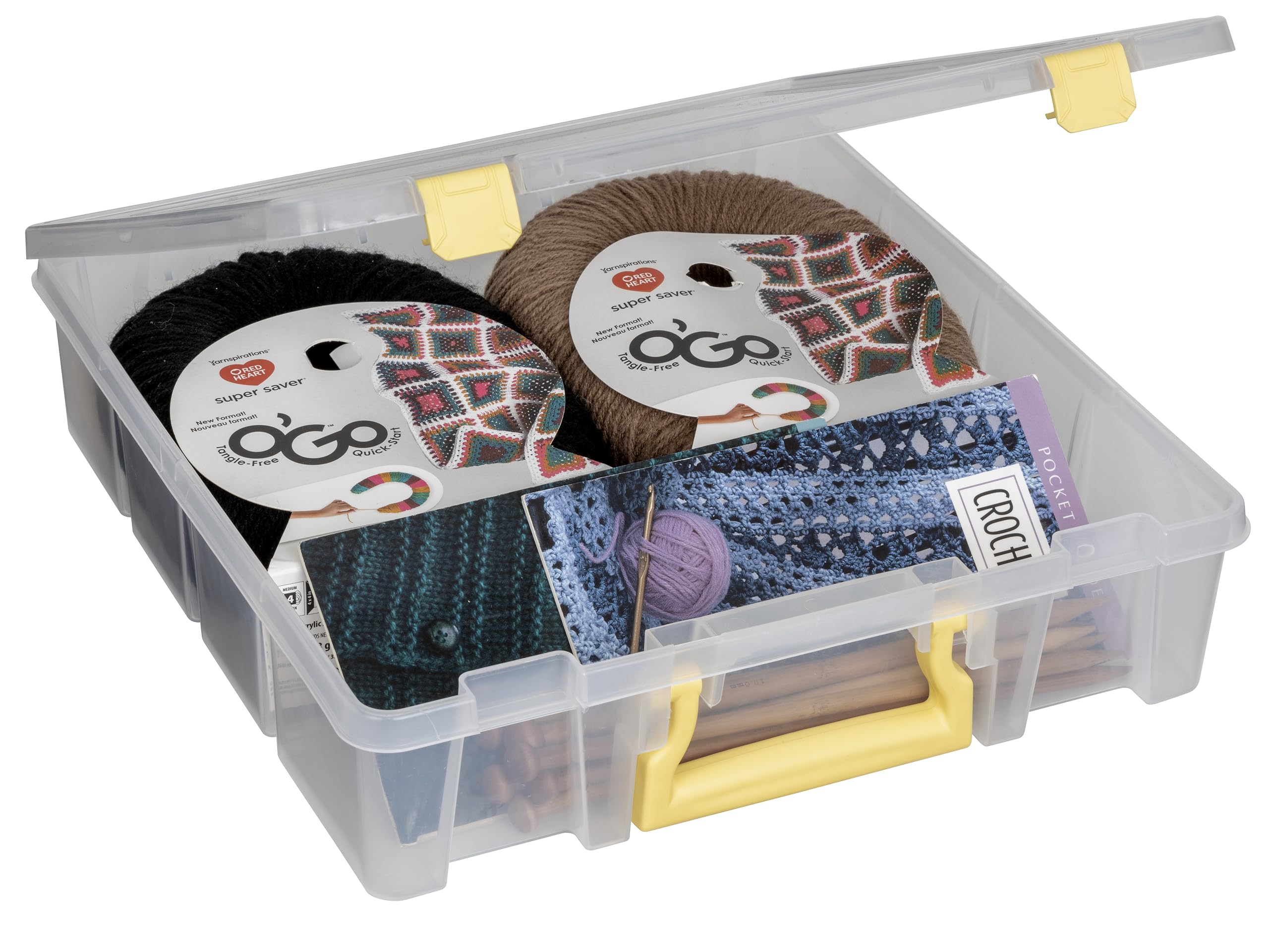 ArtBin Super Satchel with Yellow Accents Storage Container, Clear