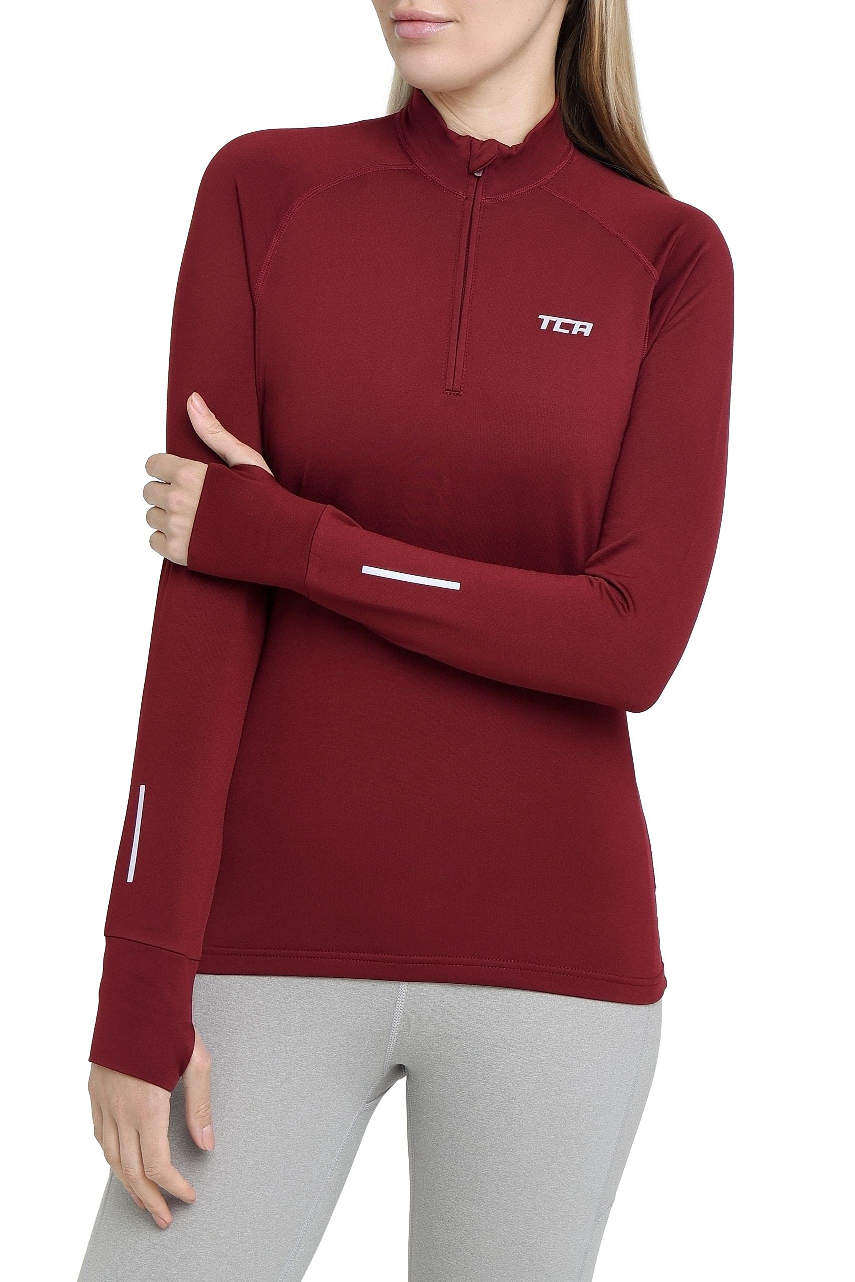 Tca Women's Cabernet Winter Run Half-Zip Long Sleeve Running Reflective Training Workout Outdoor Athletic Top - Xl