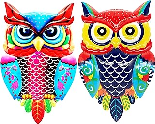 Cruis Cuka Metal Owl Wall Art Garden Decor for Outdoor Patio Fence Backyard Decor Lawn Ornaments - Set of 2