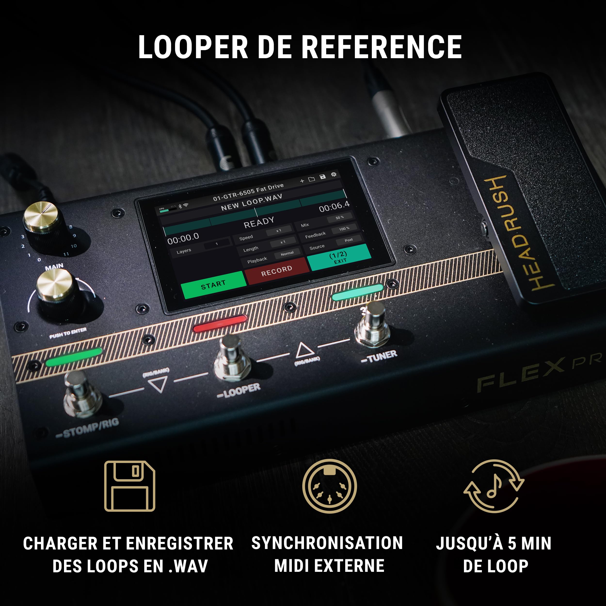 HeadRush Flex Prime Pédale Multi-Effets pour Guitare Électrique | Processeur Multi-Effets avec Cloneur d'Ampli, Looper, Interface Audio, Wi-Fi, Bluetooth, Écran Tactile et Boîte à Rythmes