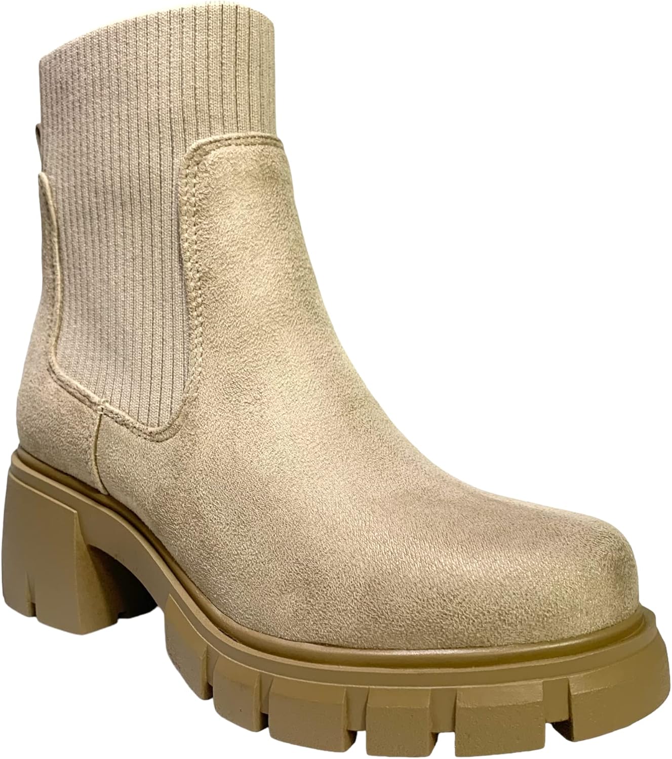 Chariot & Co: Rita - Womens Platform Ankle Boots Elastic Chunky Block Heel Chelsea Booties Lug Sole Combat Shoes - Image 2