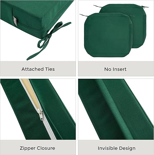 Miniatura 10 de FUNHOME Juego de 2 fundas de cojín para patio al aire libre resistentes al agua con lazos, funda de cojín, funda de asiento para muebles de patio,