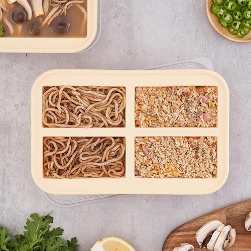 Miniatura 4 de Super Ice Cube Tray 1 taza x 4 porciones, molde grande de silicona para congelar con tapa, para sopa y comida, recipiente de almacenamiento para