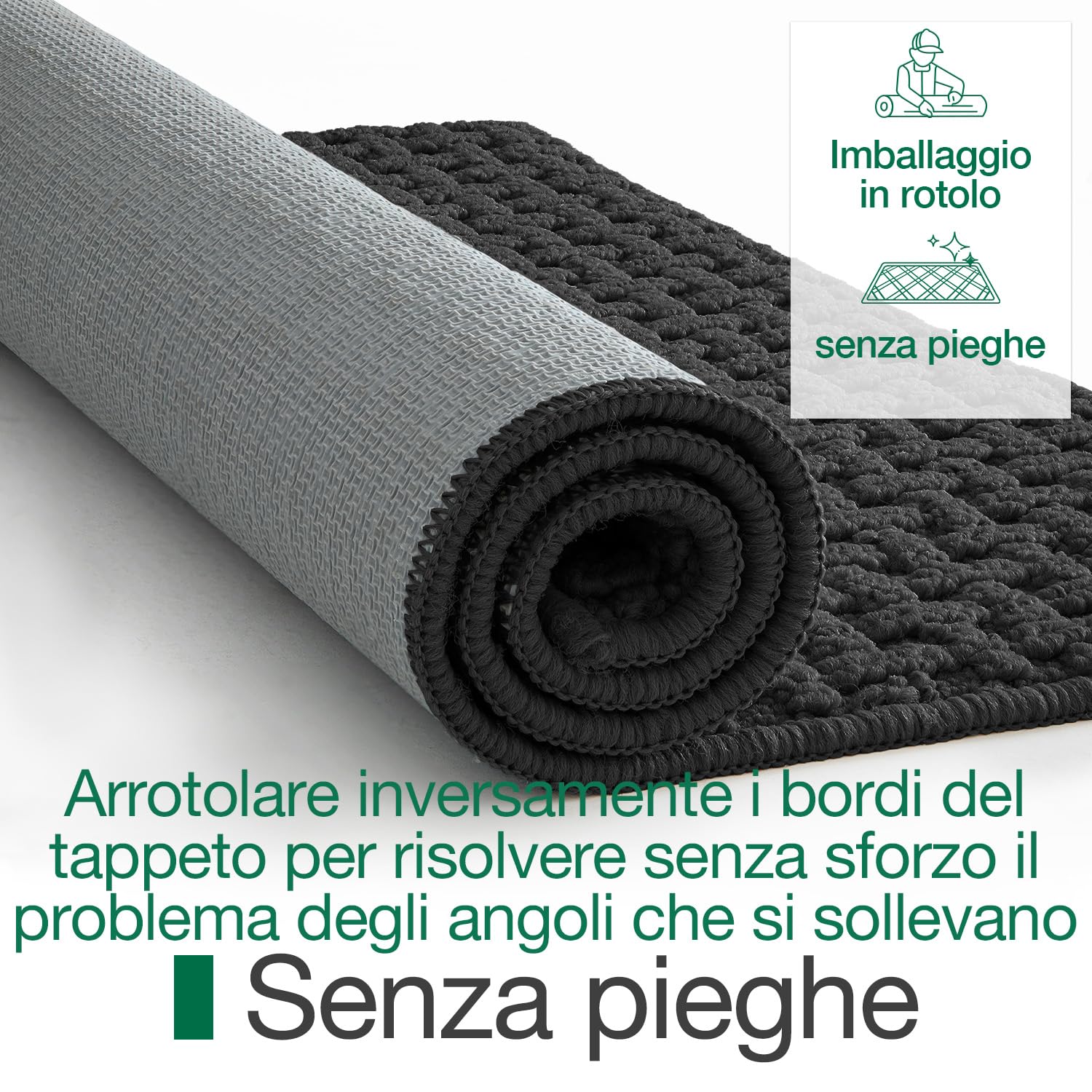 LUMI Tappetino per Porta Lavabile Interno 90x150 cm, Antiscivolo con Fondo in Gomma, Assorbente per Polvere, Per Ingresso, Grigio
