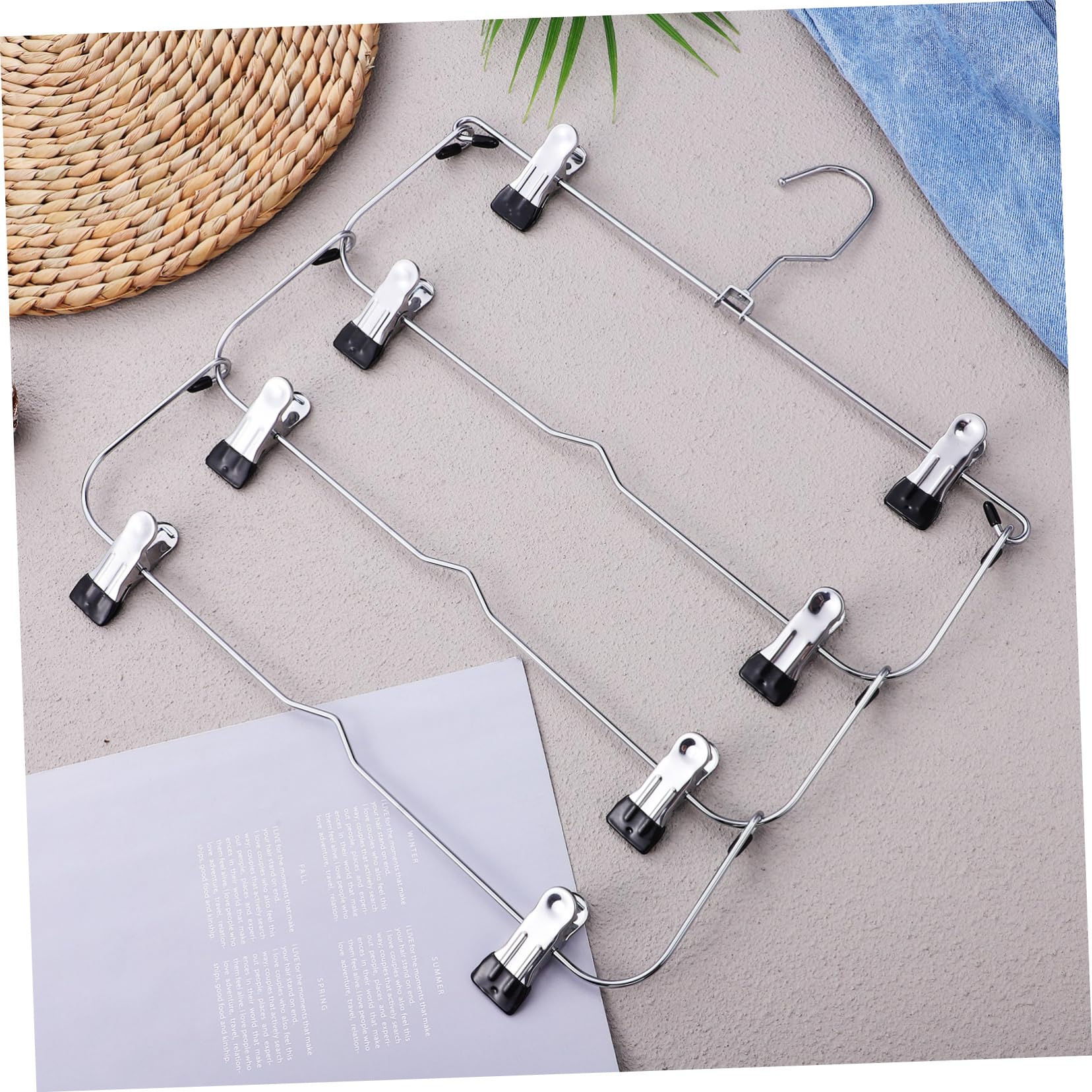 SOLUSTRE Teilige Rockbügel mit Clips Platzsparende Hosenbügel Mehrlagige Metallbügel für Damenbekleidung Garderobenorganizer für Schrank