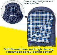 Bessport Hálózsák Kempingezéshez - 3-4 Évszakos, -8°C-ig, Vízálló, Flanelbéléses, Könnyű Túrazsák Felnőtteknek, 210x80cm, Sötétkék 3
