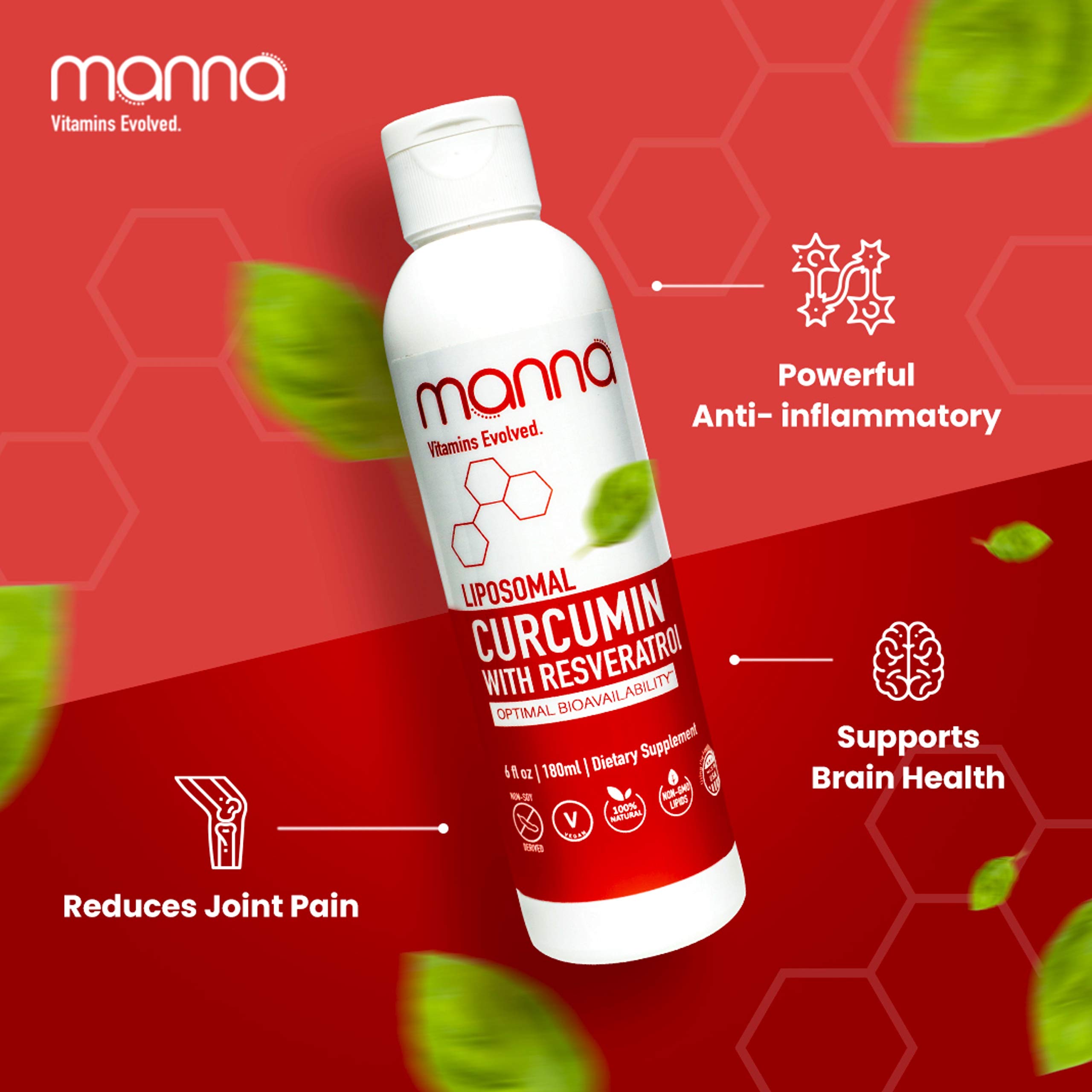 Manna Vitamins Liposomal Curcumin with Resveratrol Powerful Joint