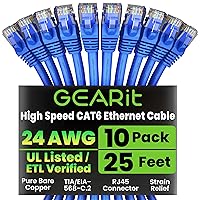 Vista 34 de GEARit Cable Ethernet Cat 6 (paquete de 10 unidades de 6 pies), parche de red Cat6, 10 Gbps, RJ45, cable sin enganches, conectores chapados en oro