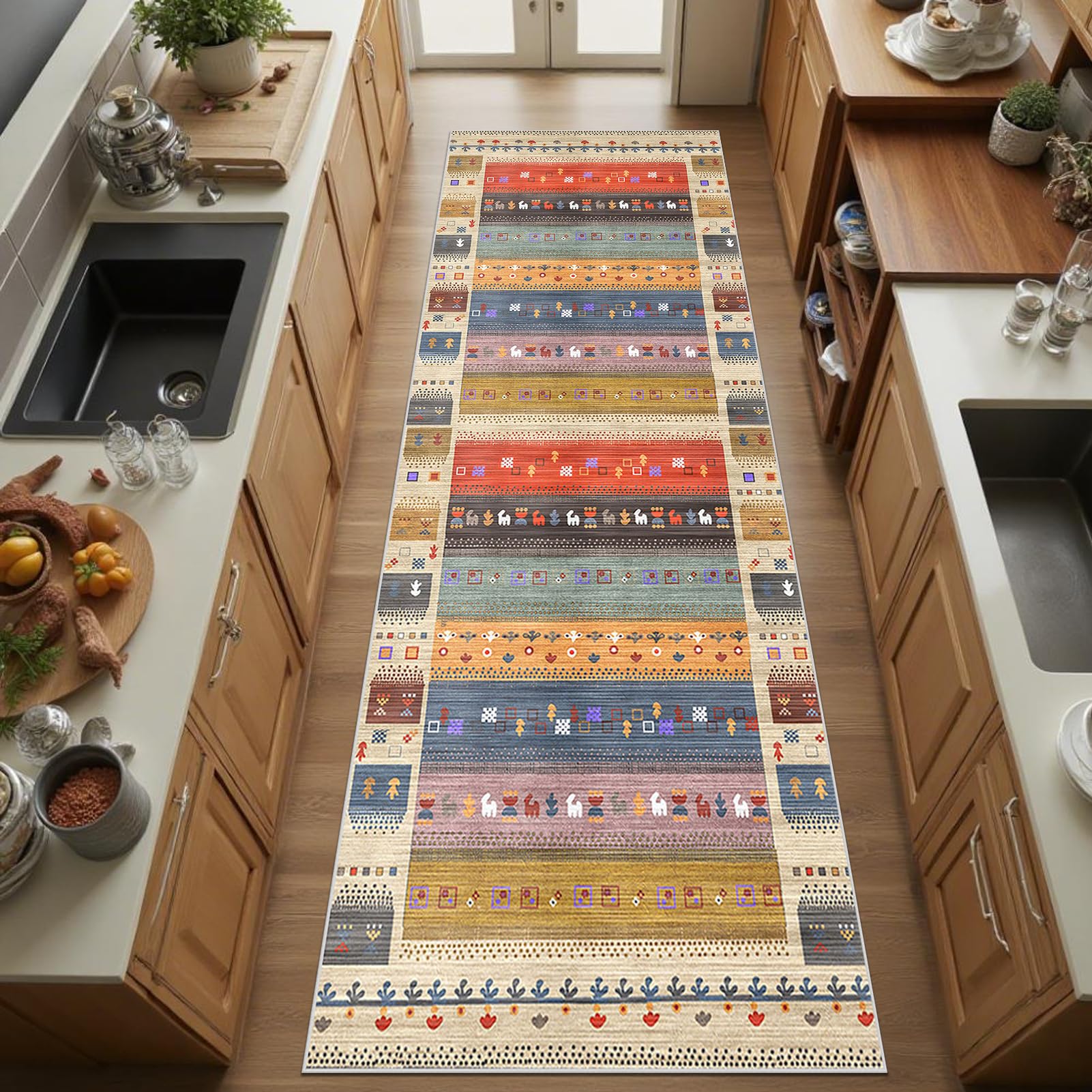 Tappeto per Corridoio Lungo Antiscivolo Lavabile Tappeto Passatoia Cucina 80 x 300 cm Tappeto Ingresso Lavabile in Lavatrice Tappeto Passatoia per Soggiorno Corridoio Cucina Lavanderie Ufficio
