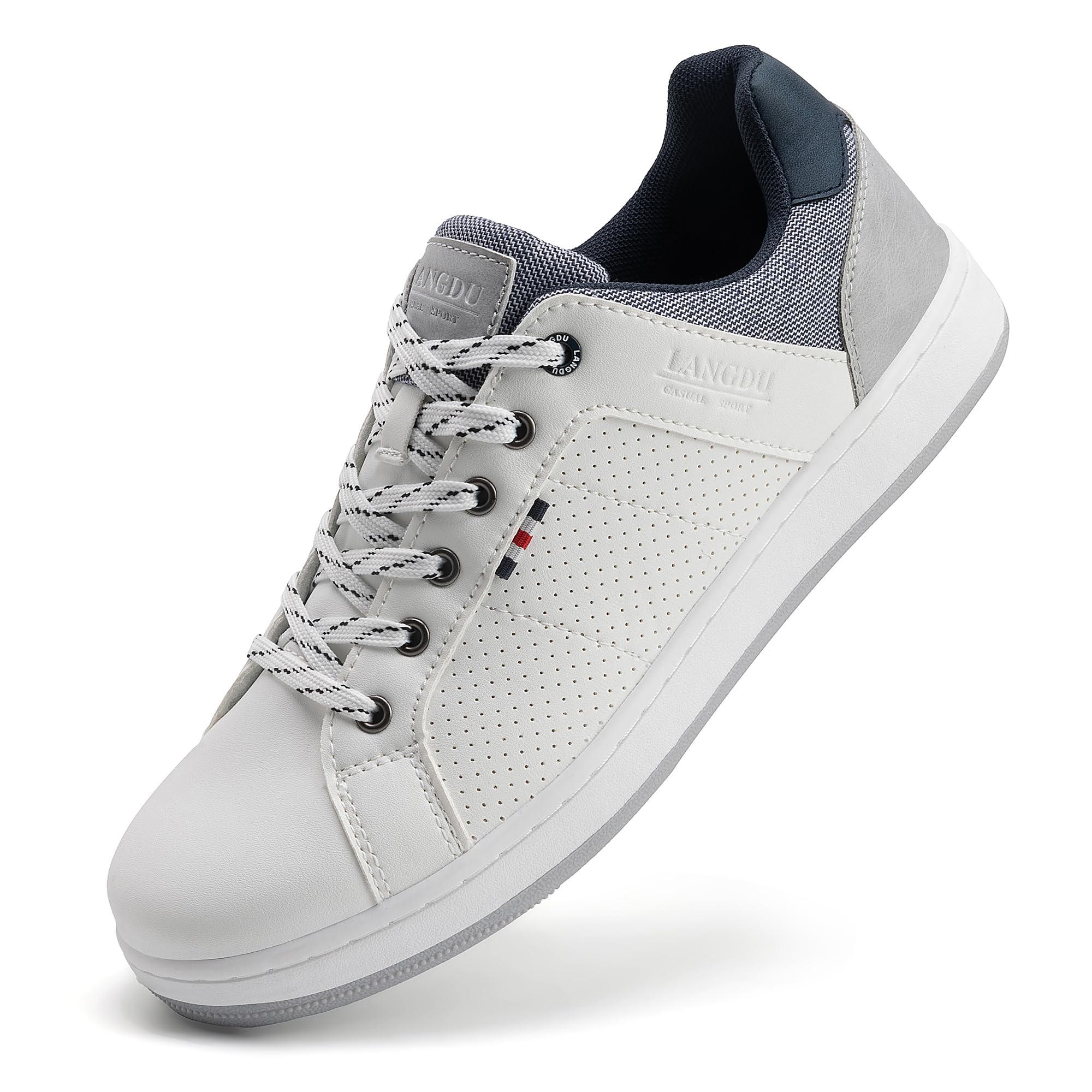 LANGDU Sneakers Uomo Scarpe da Ginnastica Casual Sportive Running Basse Scarpe all'Aperto 41-46EU (43EU, Bianco 40)