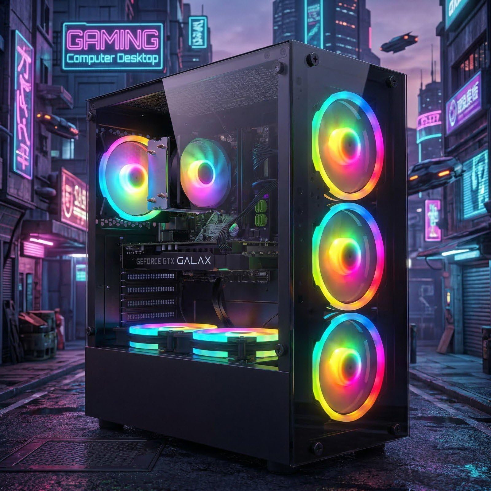 STGsivir PC Gamer Fixe, Ordinateur Gaming, Core i7 up to 3.9 GHz, Geforce GTX 1660 Super 6Go GDDR6, 16Go RAM, 512Go SSD, WiFi6, BT 5.0, Ventilateur RGB x6, Windows11 Pro
