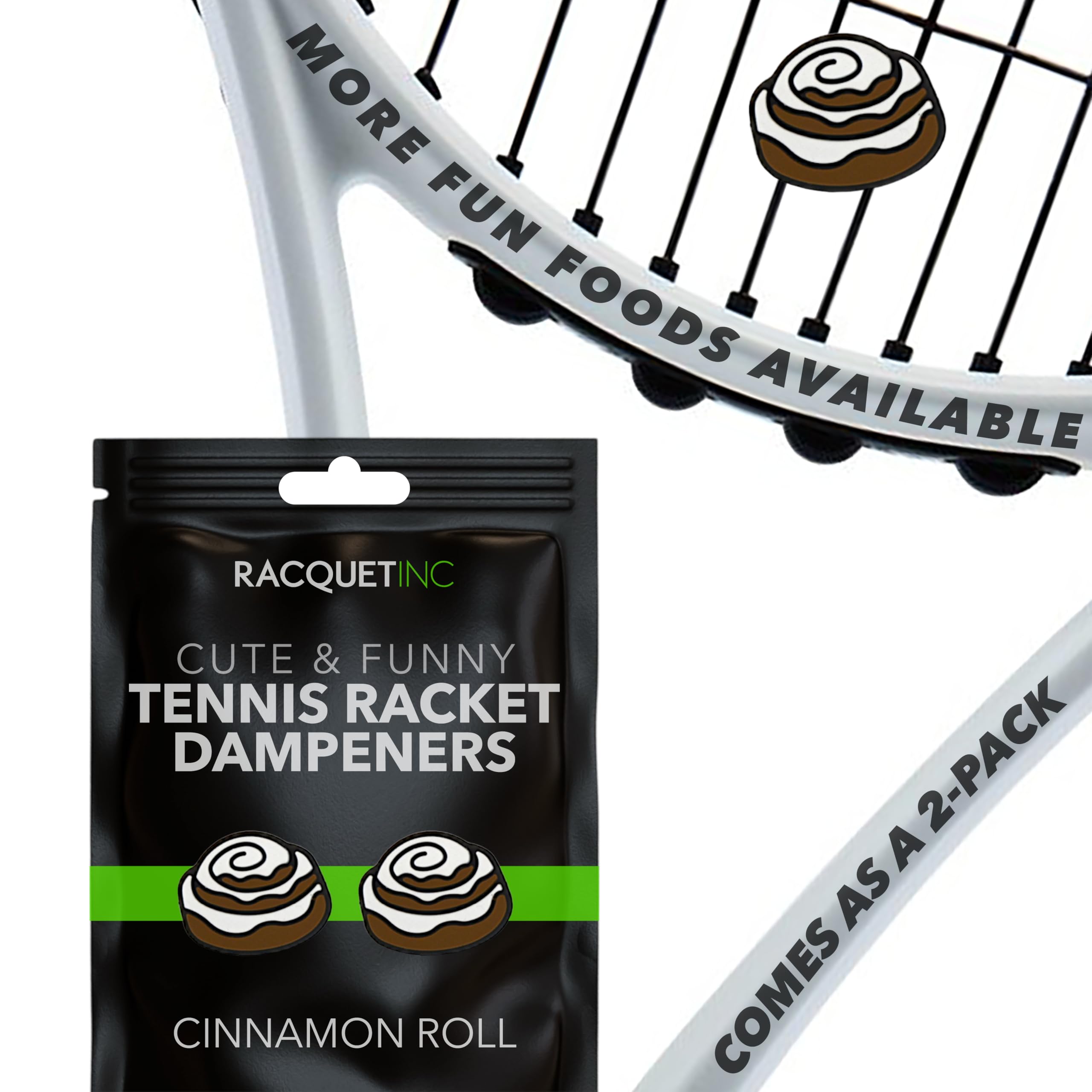 Racquet Inc. - Tennis Racket Vibration Dampeners - Shock Absorbing, Reduces String Vibration for Better Control & Comfort - Universal Fit for All Racquets - 2 Pack (Cinnamon Roll) โ image 1