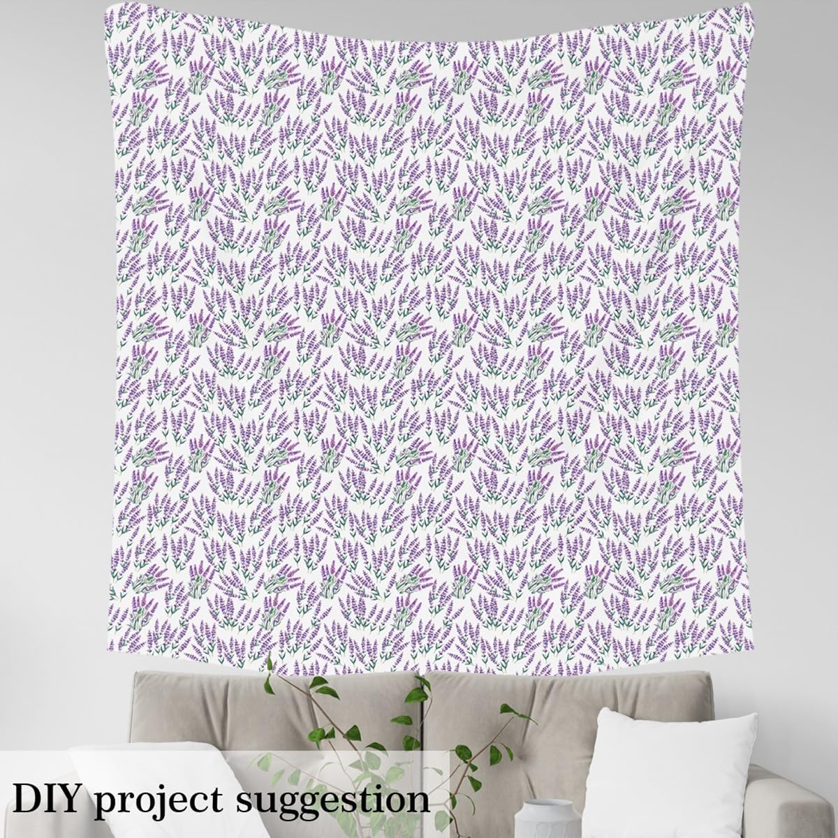 Purple Lavender Fabric by The Yard Watercolor Wild Garden Flowers Decor Fabric for Sewing Supplies Outdoor Botanical Floral Rustic Style Fabric for DIY Upholstery and Home Accents 5 Yards,180"L x 59"W