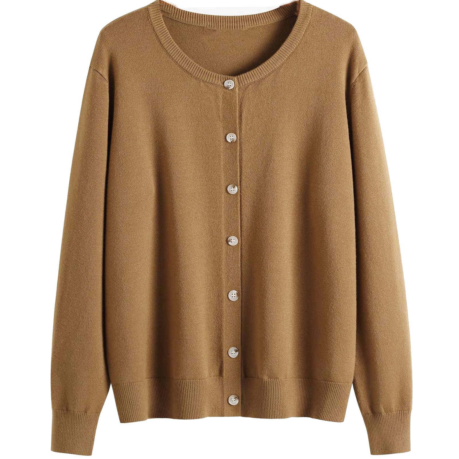 YEKEYI Damen-Strickjacke, langärmelig, Knopfleiste, U-Boot-Ausschnitt, klassischer Pullover