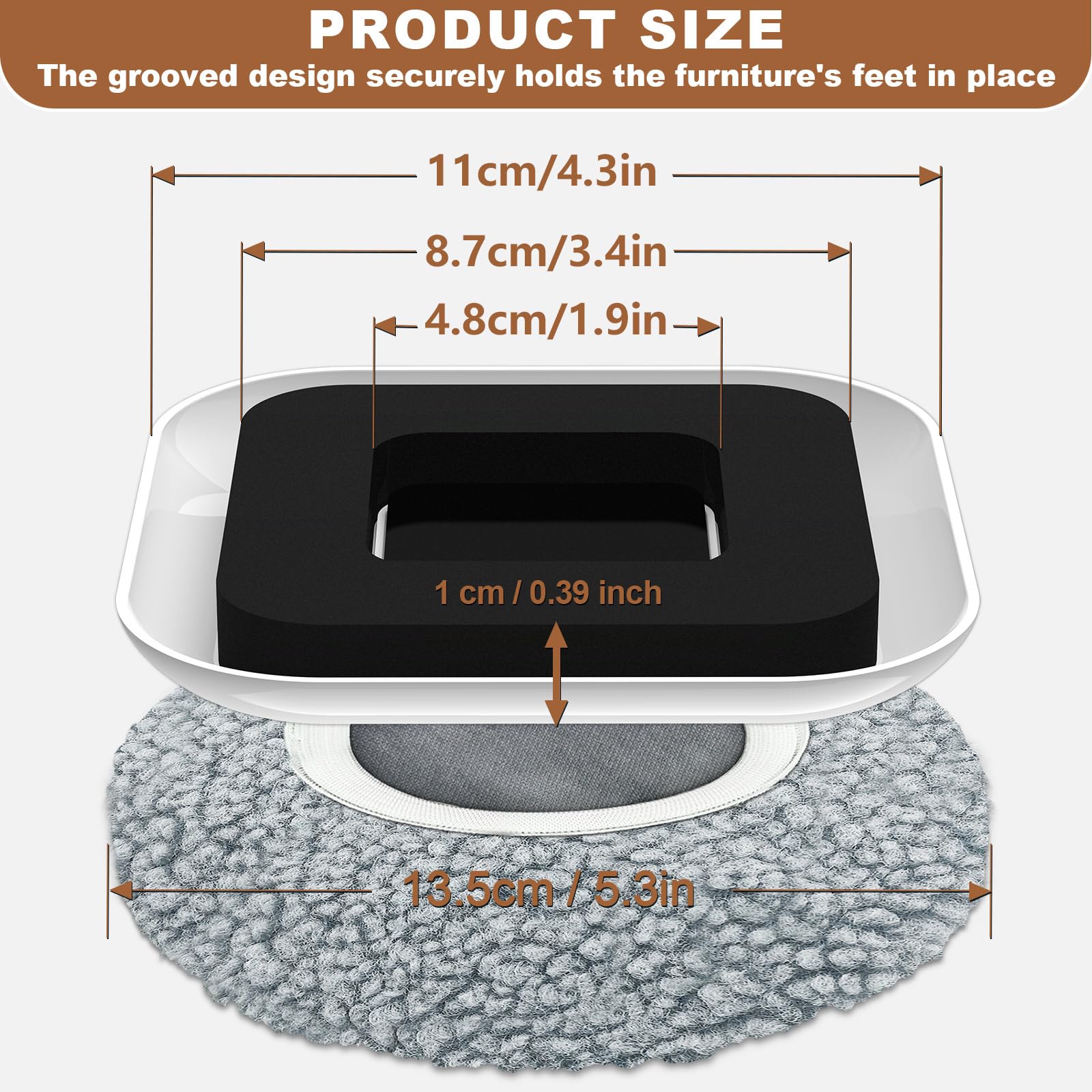 NIUXX Furniture Sliders for Carpet 8+8 Pack Appliance Sliders with Anti-Slip Groove - Image 3