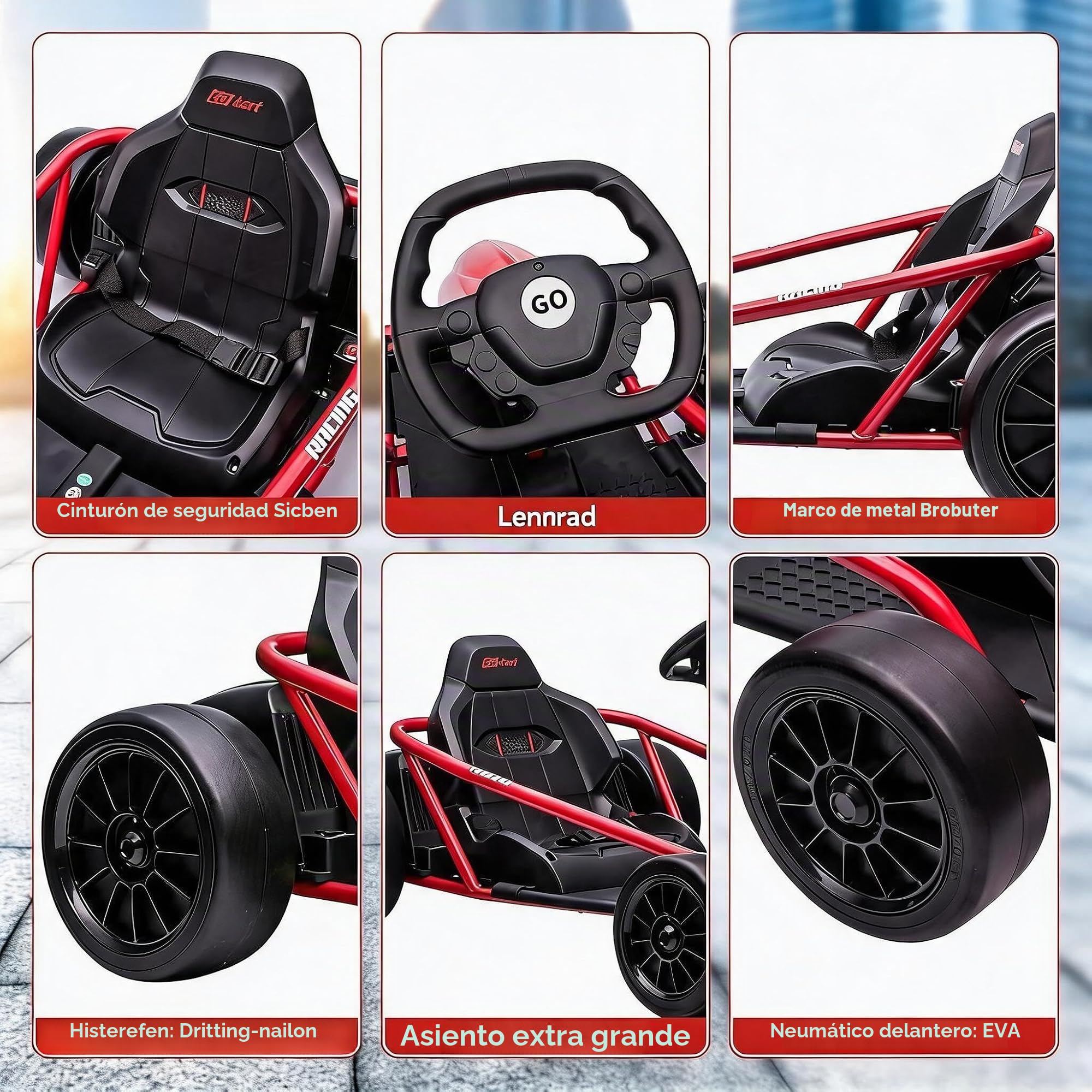 Go-Kart eléctrico de 24 V para niños con función de deriva – 2 motores de 300 W de alto rendimiento, hasta 13 km/h, batería de 9 Ah, arranque suave, coche eléctrico para niños de 8 a 12 años