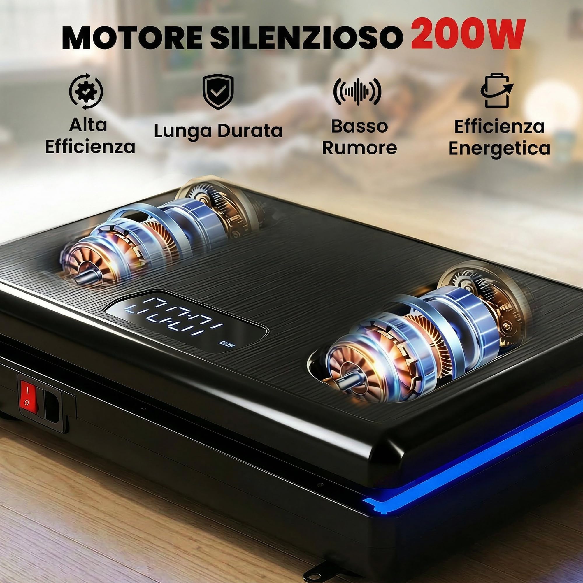 SPORTNOW Pedana Vibrante con 120 Livelli di Velocità, 5 Programmi e Luce LED, Piastra Vibrante Silenziosa per Esercizi Domestici con Fasce di Resistenza per Bruciare Grassi e Drenaggio Linfatico