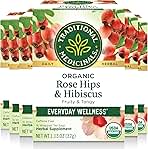 Traditional Medicinals Tea, Organic Rose Hips & Hibiscus, Supports Everyday Wellness, 96 Tea Bags (6 Pack)
