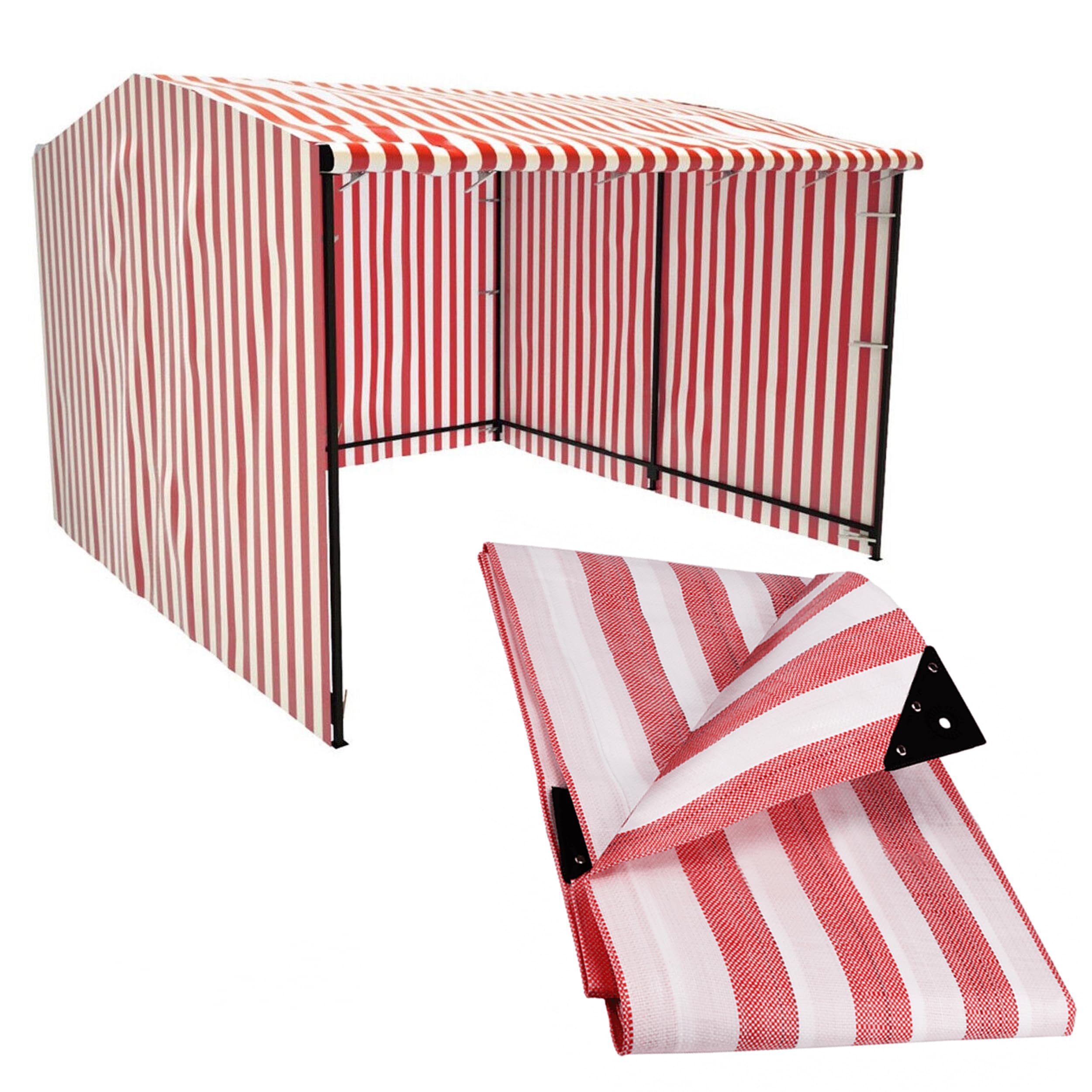 My ShopFittings Ltd 170gsm Heavy Duty Striped Tarpaulins - Waterproof Versatile Outdoor Market Stall Sheet Cove (RED AND WHITE, 4.5M X 6.0M (15' X 20'))