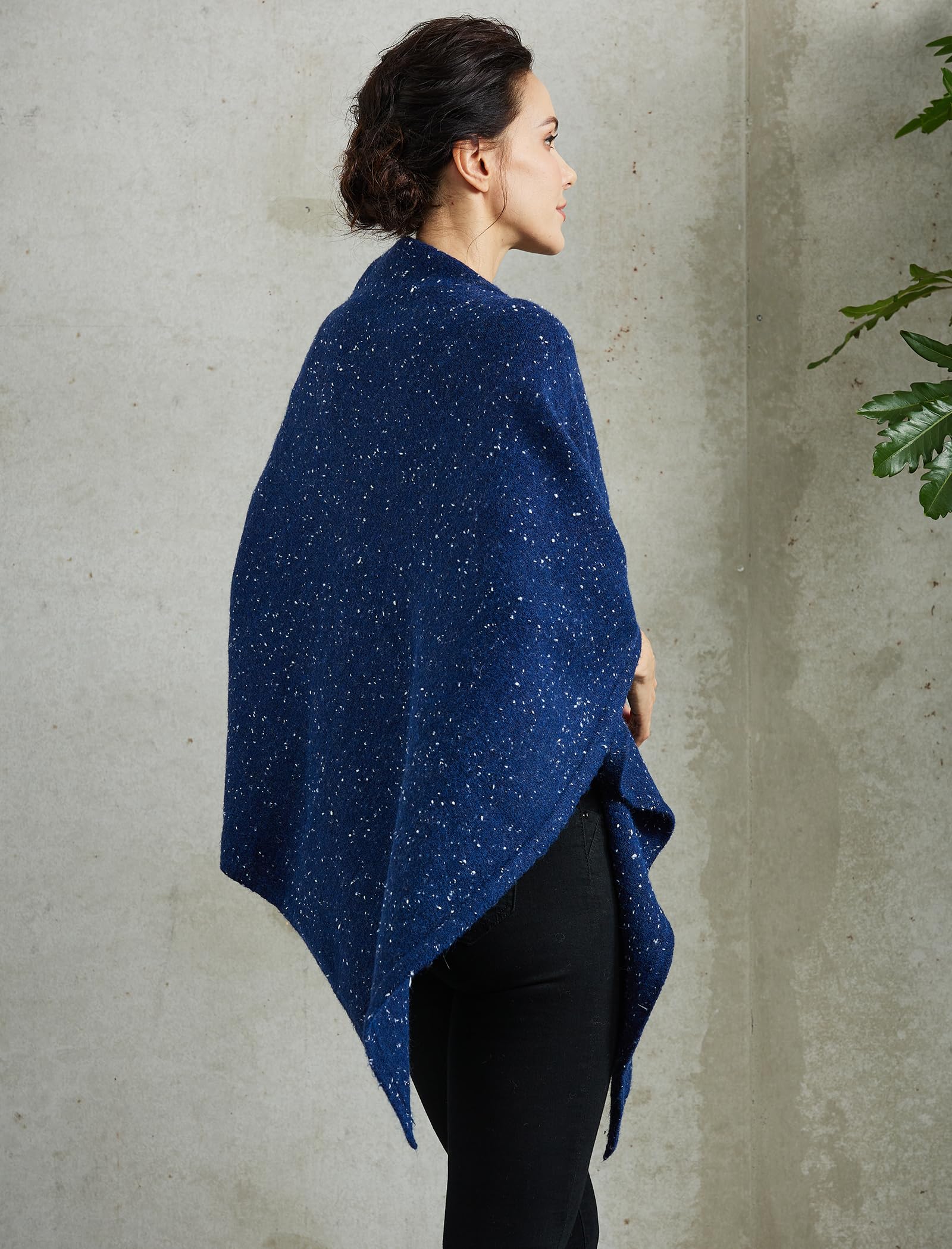 BEAUTELICATE Poncho a Maglia Donna Poncho Mantella Misto Lana Tweed Stola Coprispalle Pullover Senza Braccia per Invernale Autunno