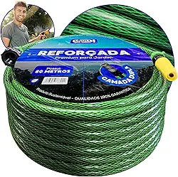 Mangueira de Jardim Esguicho Verde Trançada Reforçada Antitorção 7/16" Original 10m a 50m (50 Metros)