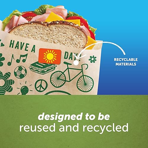 Miniatura 6 de Ziploc Bolsas de papel para sándwich y aperitivos, reciclables y sellables con diseños divertidos, 50 unidades, paquete de 3 (150 bolsas en total)