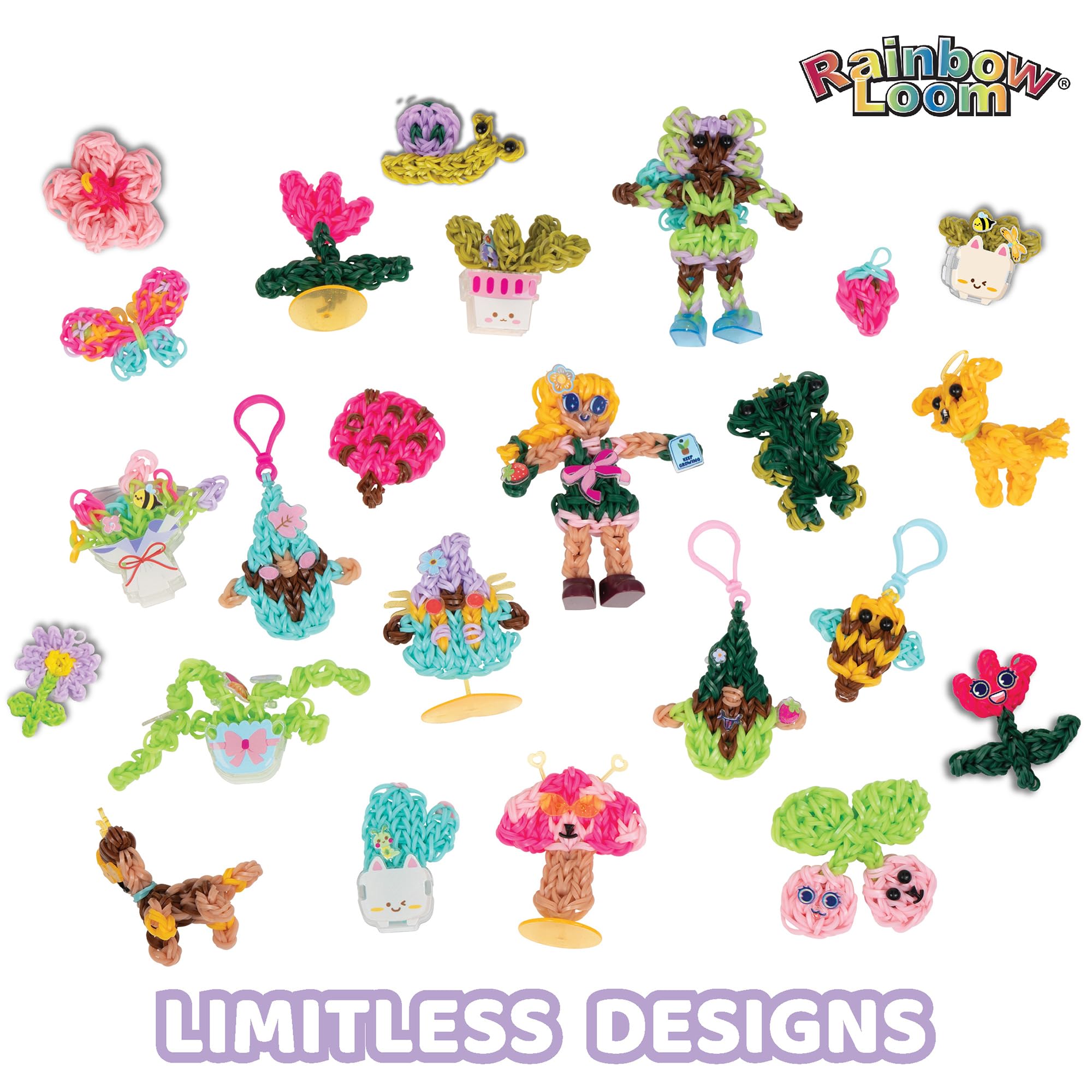 Rainbow Loom: 360 Free Form - Juego de creaciones de manualidades, telar personalizable, 2800 bandas de goma, más de 60 accesorios, haz personajes, dijes y más, niños mayores de 8 años