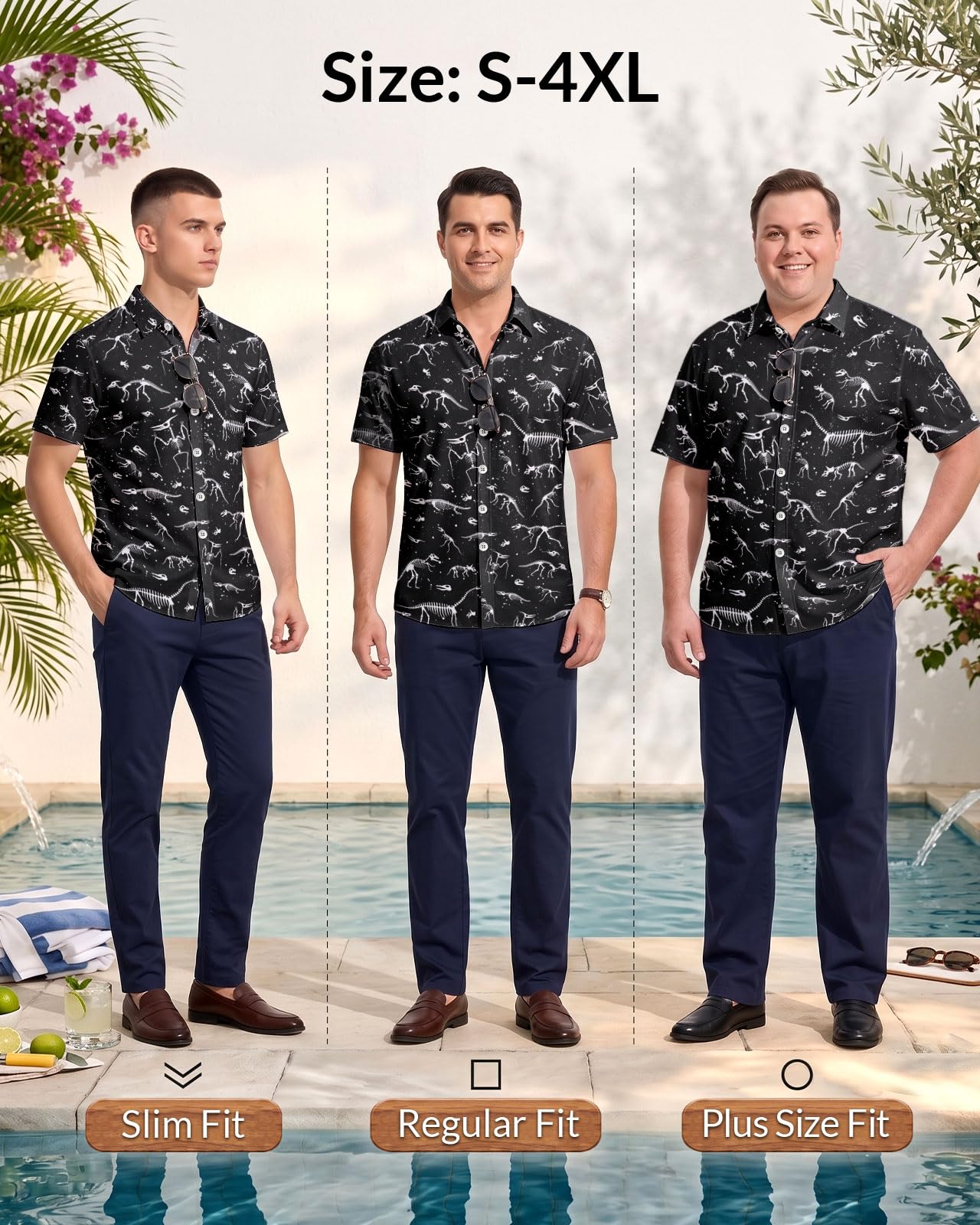 Tropical Paradise Cruise Chemise pour homme – Chemise hawaïenne boutonnée à manches courtes – Séchage rapide