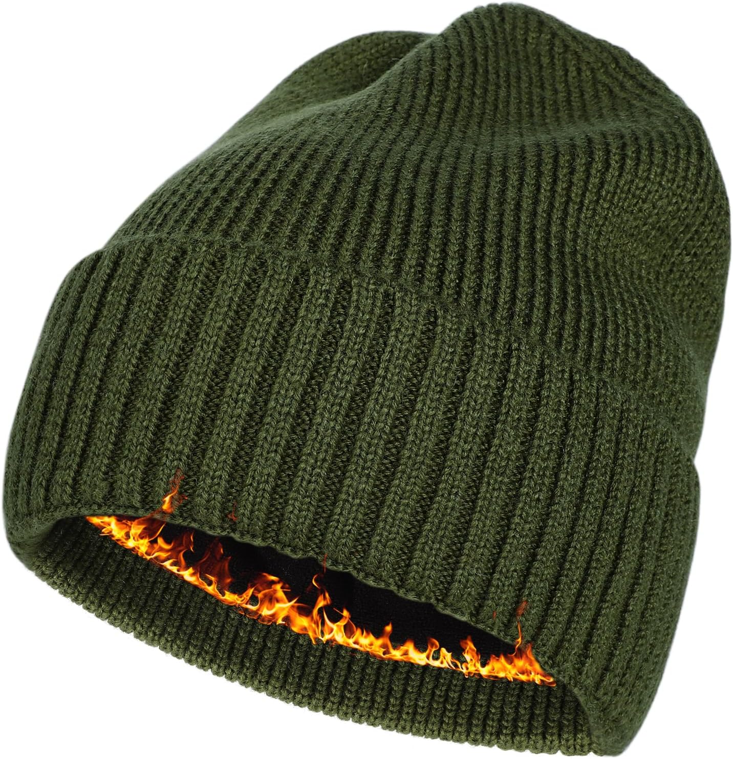 Plus Size Fleece Lined Beanie Hat - M/L/XL/XXL Merino Wool Beanie Hat for Men - Large Winter Hat Ski Skull Cap for Big Heads