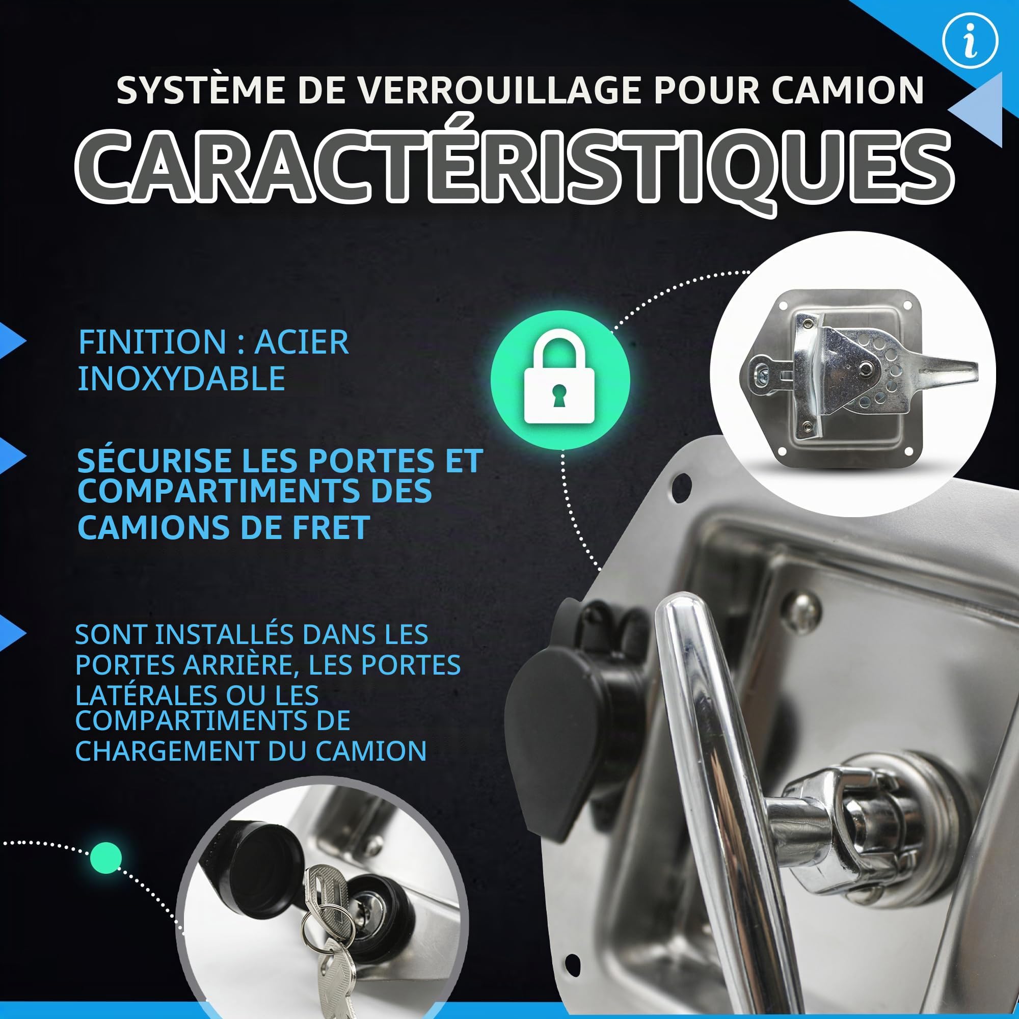DOJA Barcelona | Serrure Remorque | Pack 1 | 40mm | Antivol Remorque | 124x121x40mm | en Acier Inoxydable | Fermeture Remorque | pour Serrure Porte Camping Car, Accessoire Remorque, Camion, Caravane