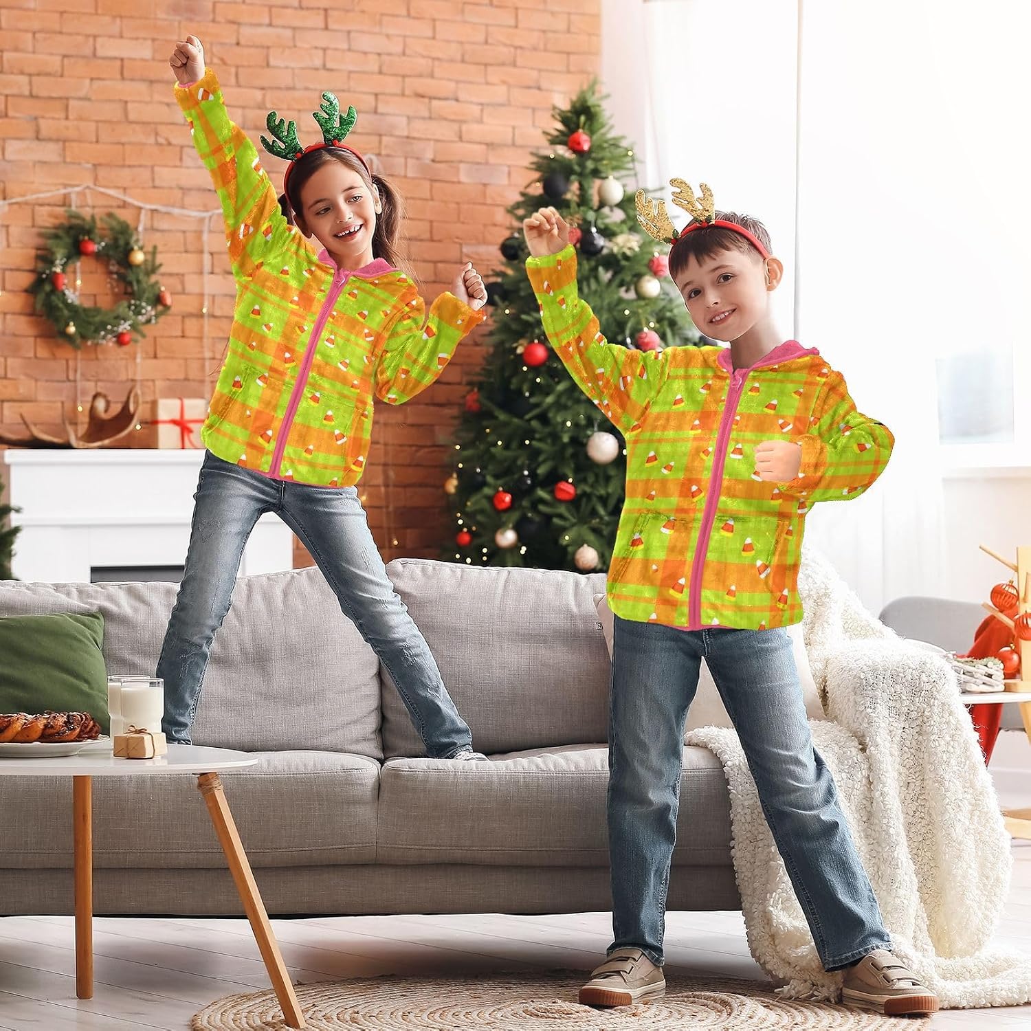 Candy Corn Plaid Light Jackets Toddler Children's Coat Fall Baby Girls Clothes 3T