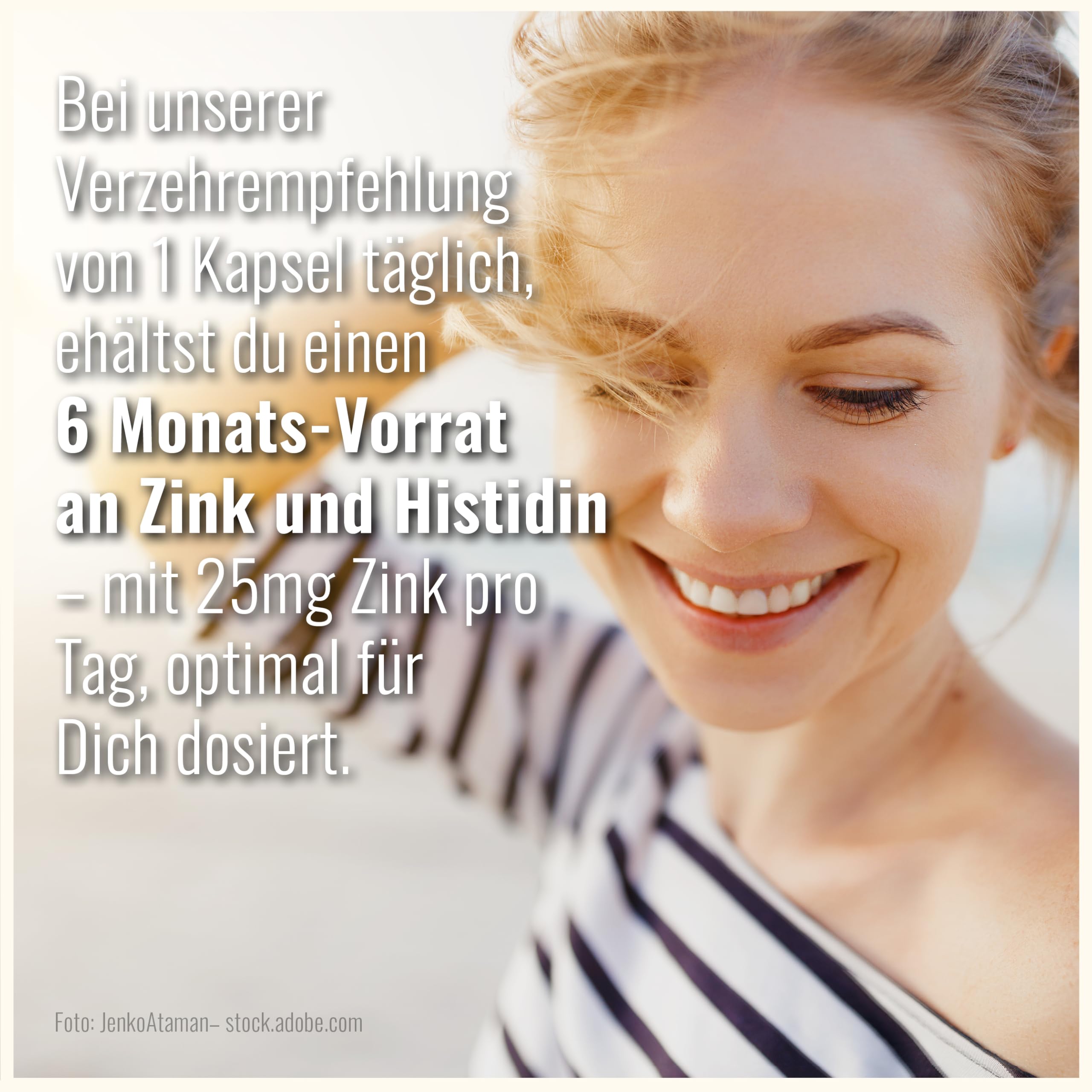 180 Zink Histidin Kapseln – Hochdosiert mit 25,5mg pro Tagesdosierung – Hochwertige Zink Kapseln anstatt Tabletten – in Deutschland produziert
