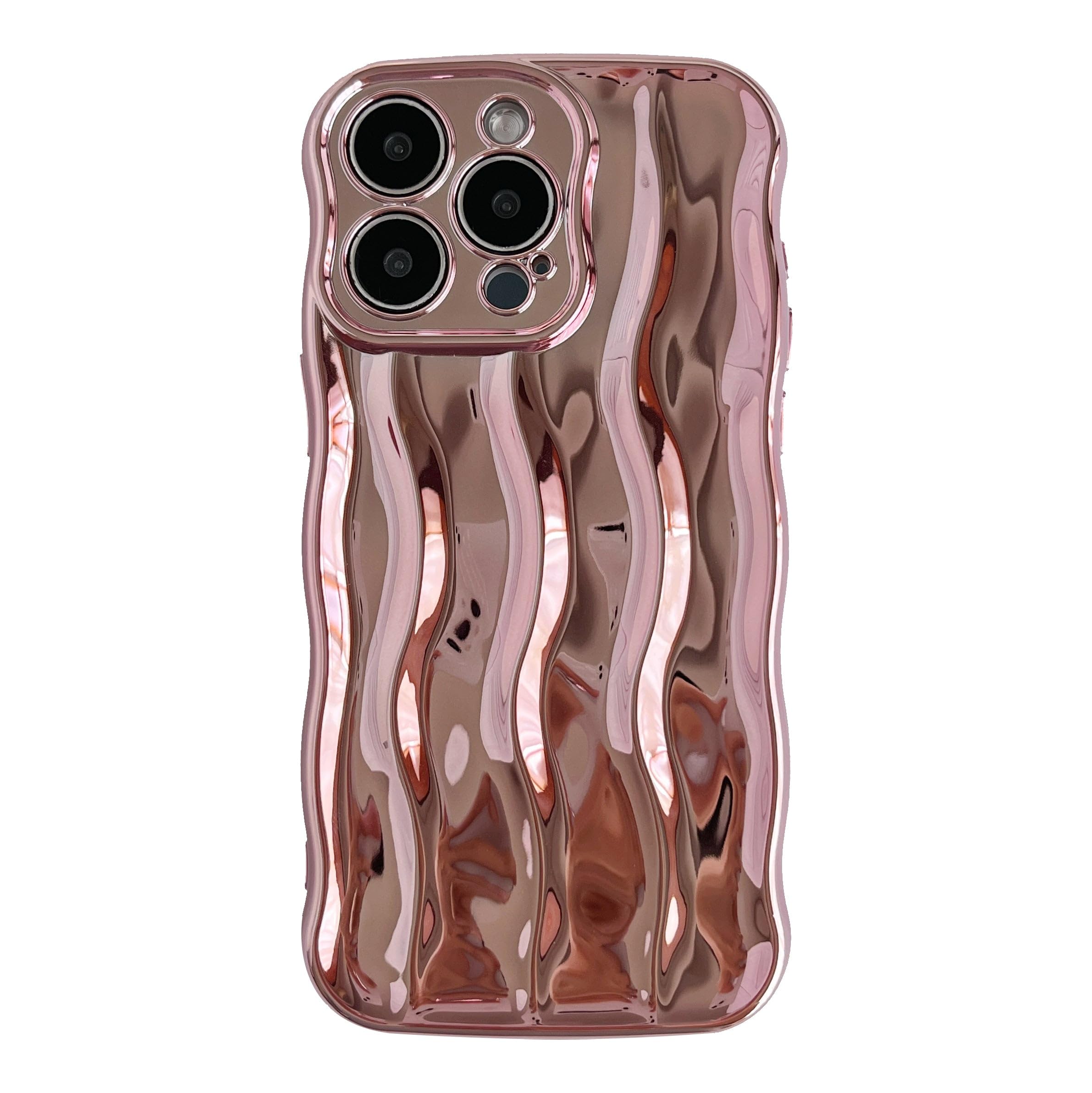 Caseative for iPhone 15 Pro Max Case, Light Pink | Water Ripple Pattern Curly Wave Frame Soft