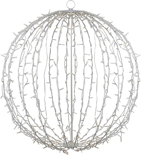 Decoración navideña con esfera colgante 3D con iluminación LED, blanco cálido, 30 pulgadas