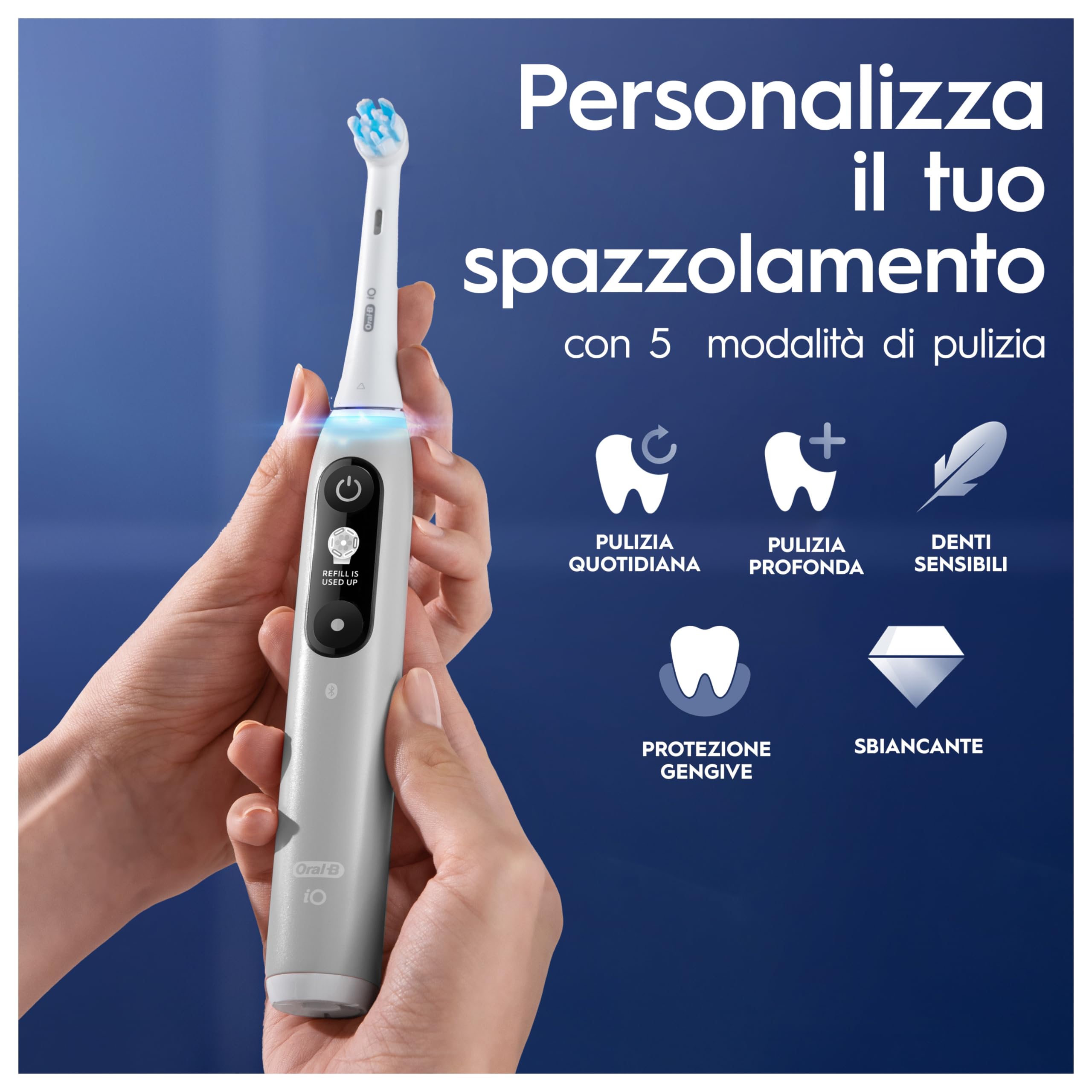 Oral-B iO 6 Spazzolino Elettrico Ricaricabile Grigio, 3 Testine Oral B Di Ricambio, 1 Custodia Da Viaggio. 1 Spazzolino Elettrico, Pulizia Denti Efficace