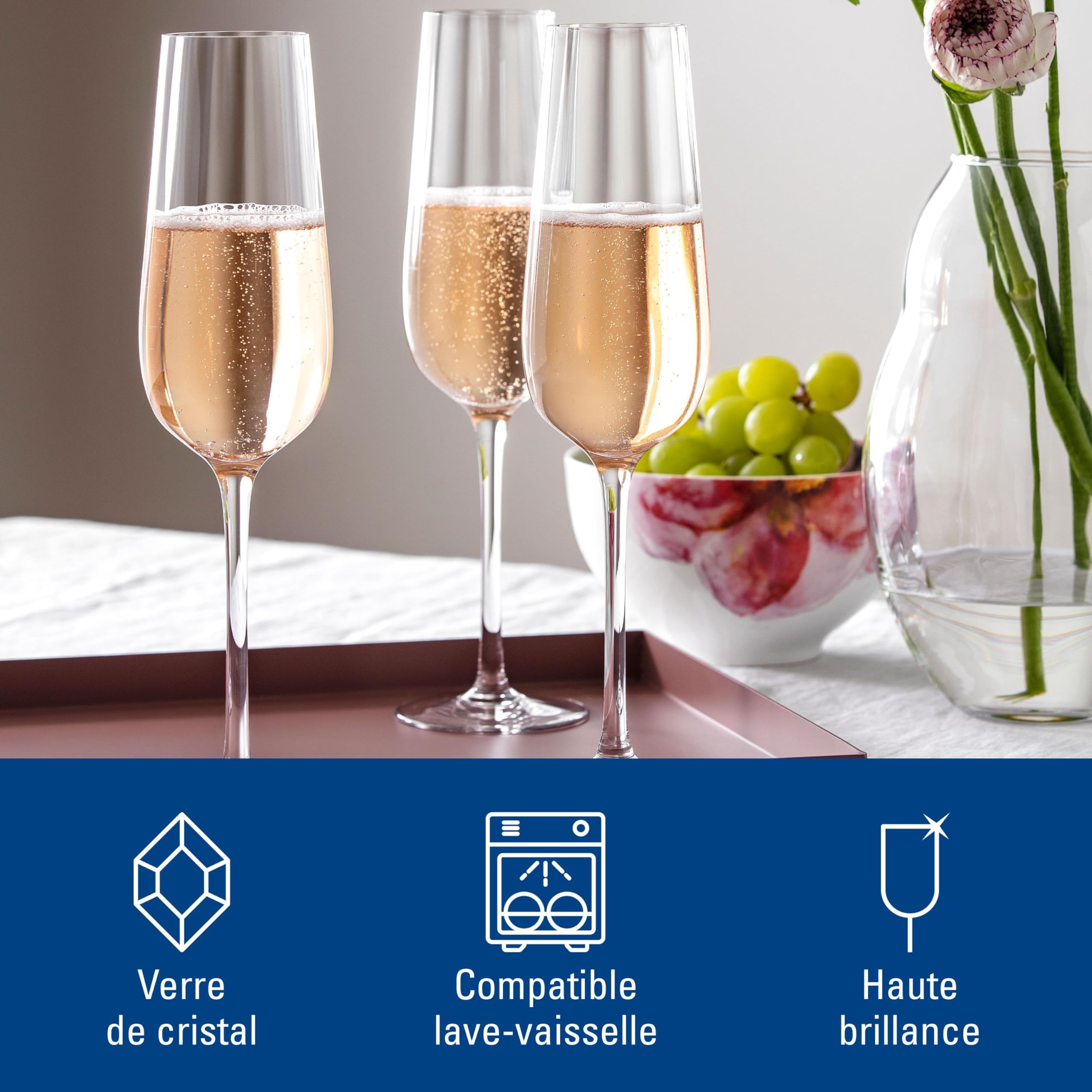 Villeroy & Boch - Rose Garden flûte à champagne, ensemble de 4 pièces, 120 ml, cristallin