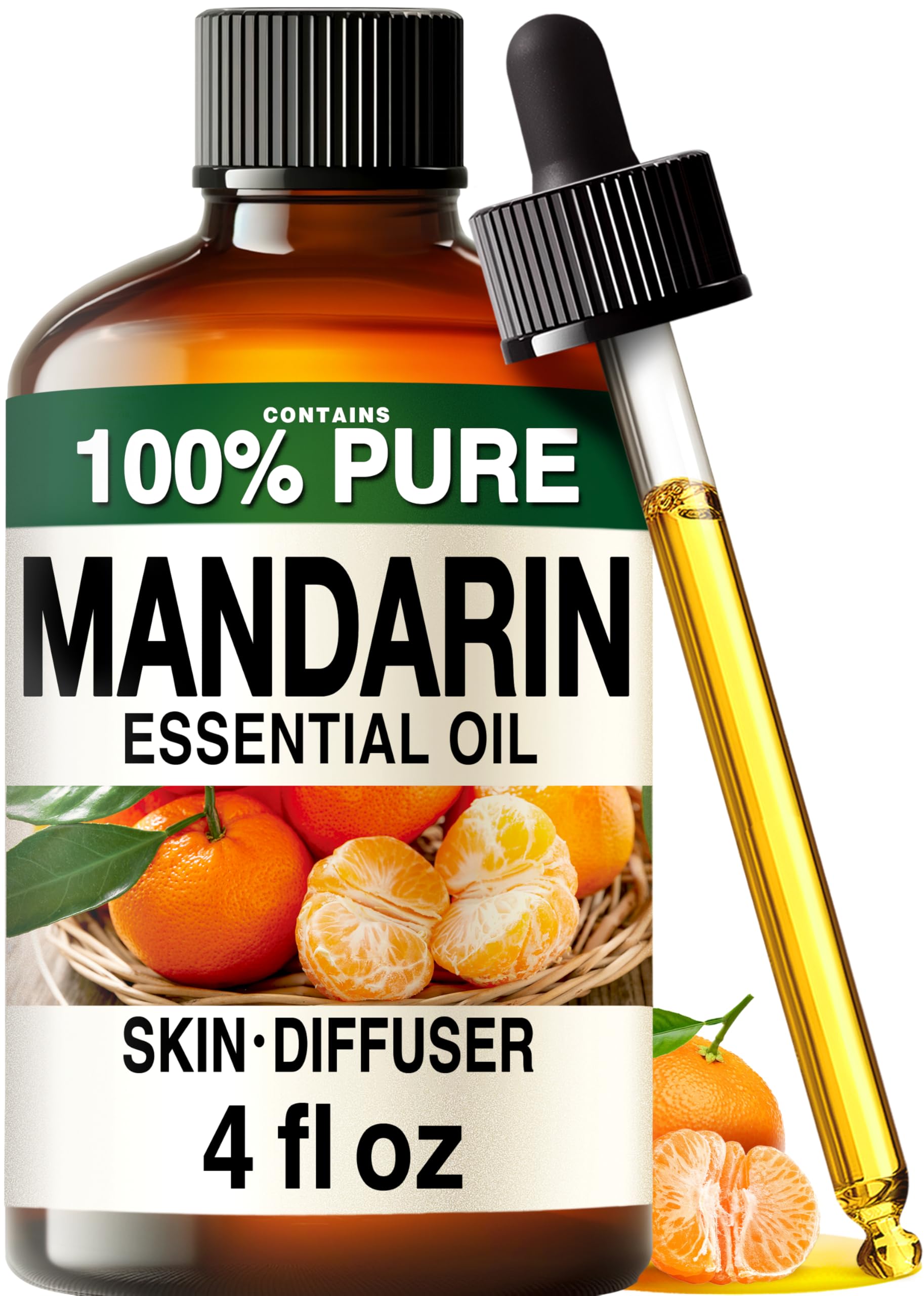 Kukka 100% Pure Mandarin Essential Oil for Skin, Diffuser, 4 Fl Oz