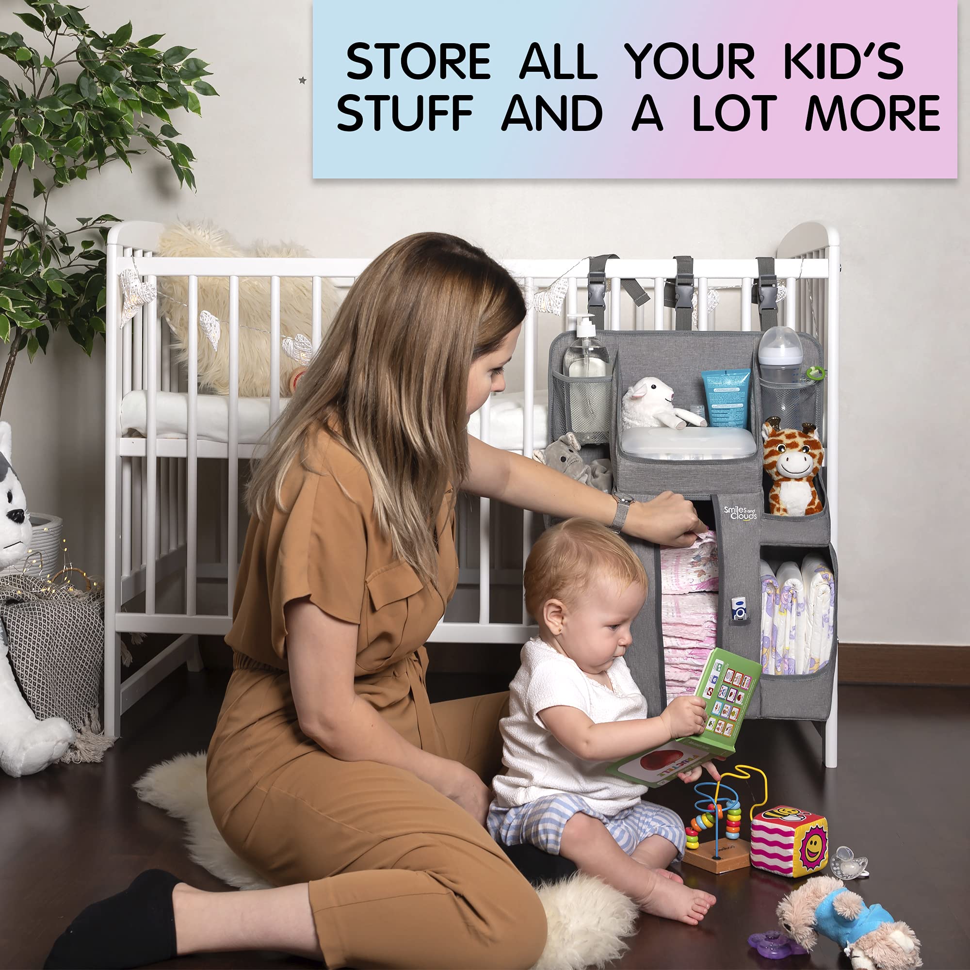 Buy Large Hanging Diaper Caddy Organizer Playard or Wall Diaper Stacker