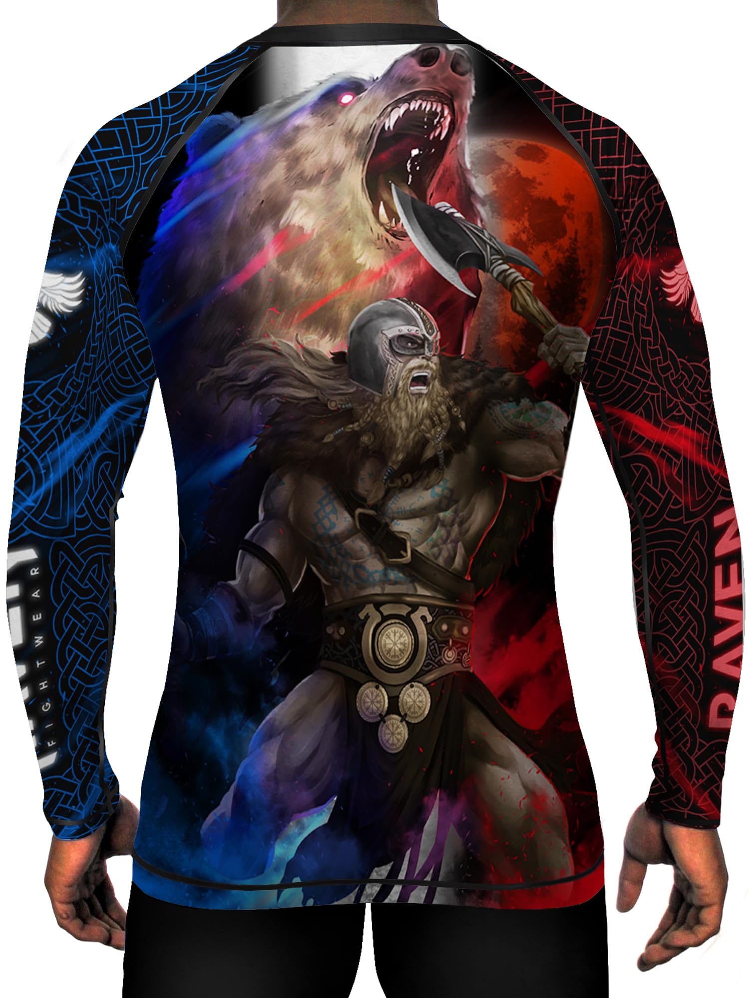 raven fightwear Men's Nordic Bear Warrior Berserker 2.0 BJJ Rash Guard Long Sleeve MMA Black Edition-picture-52