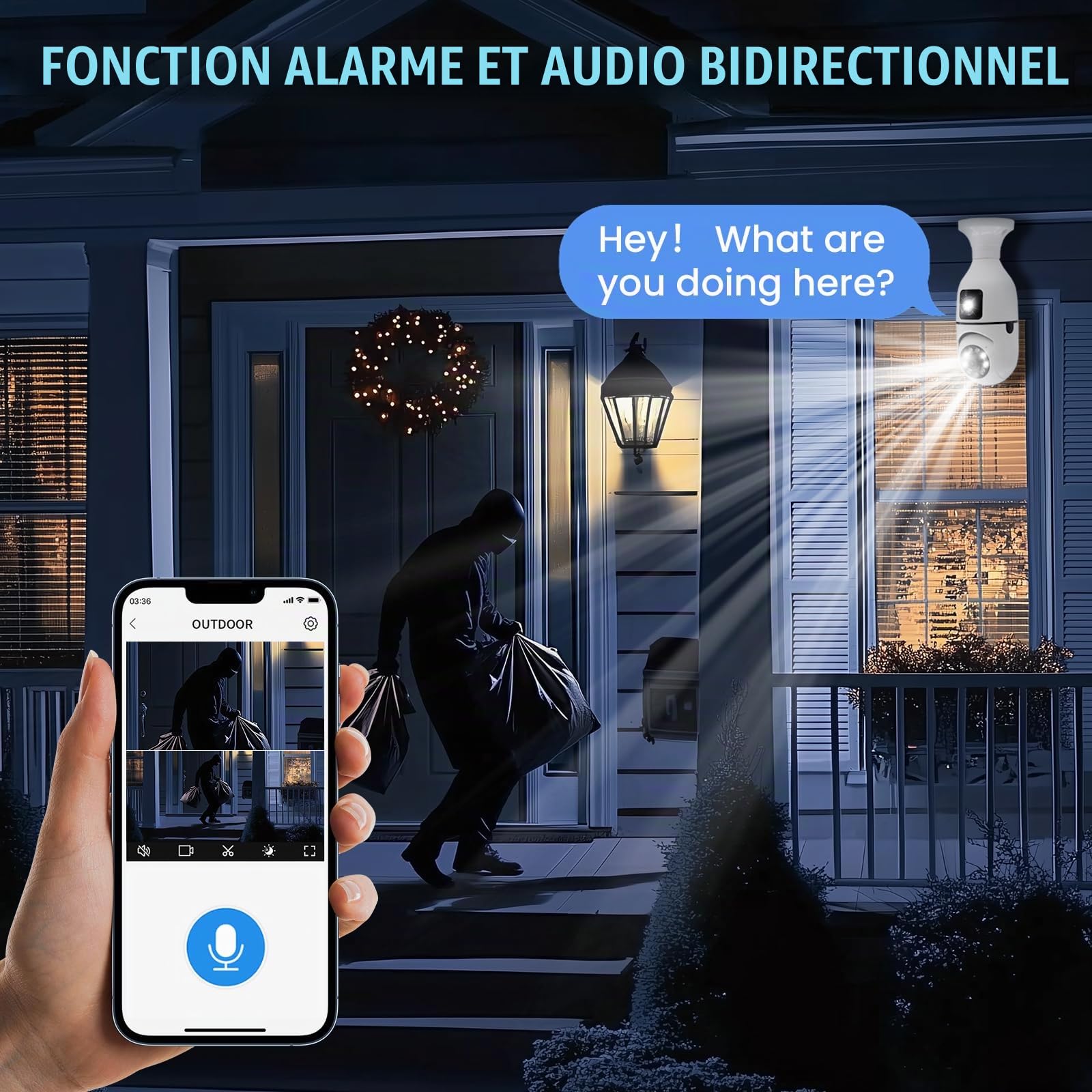 Caméra de sécurité à Ampoule, Caméra WiFi (1, L)