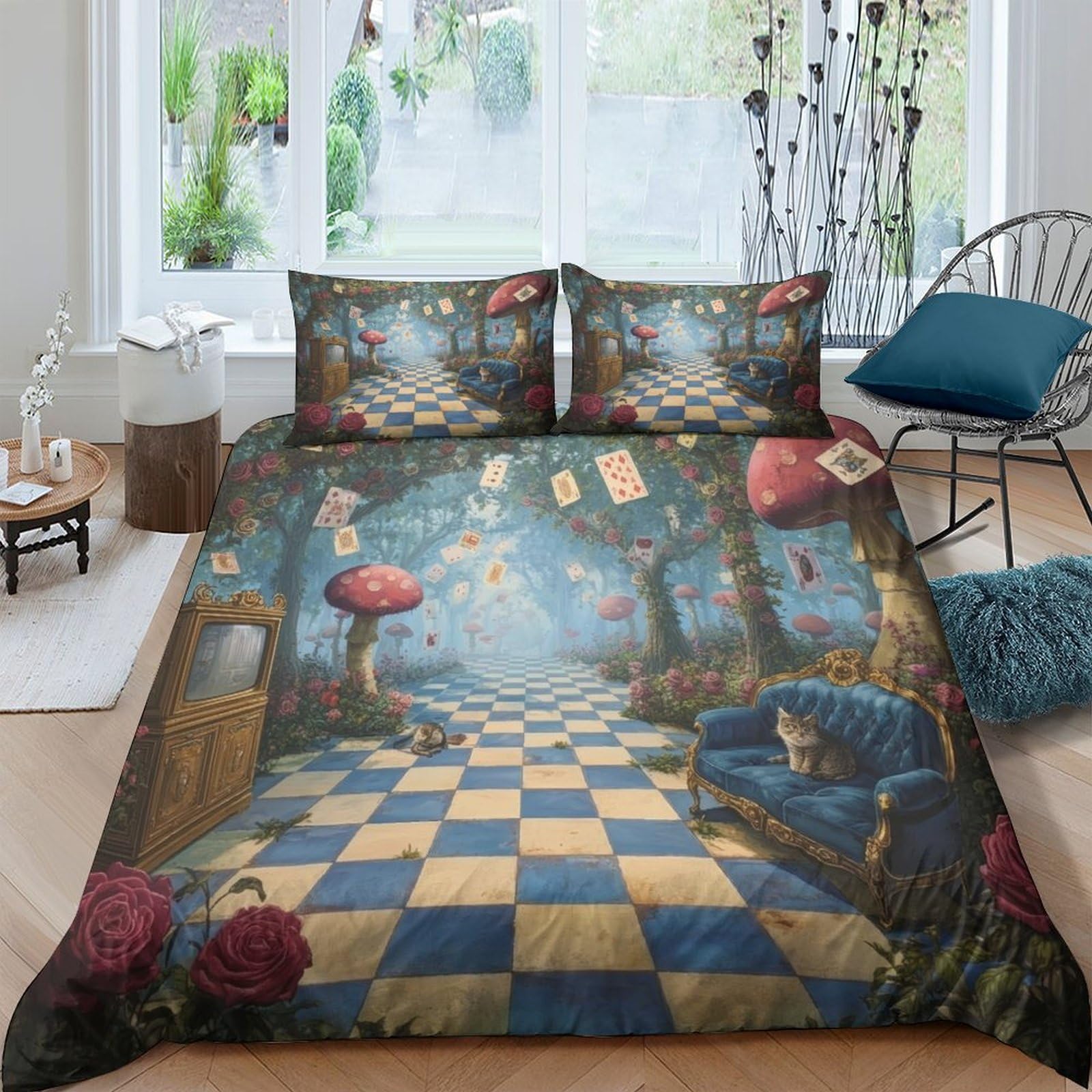 Ctjqhvkz Style-10 3D Printed Fantasy Wonderland Fitted Sheet Microfiber Soft Breathable Surreal Forest Mattress Cover For Bedroom Decor Single（135X200cm）