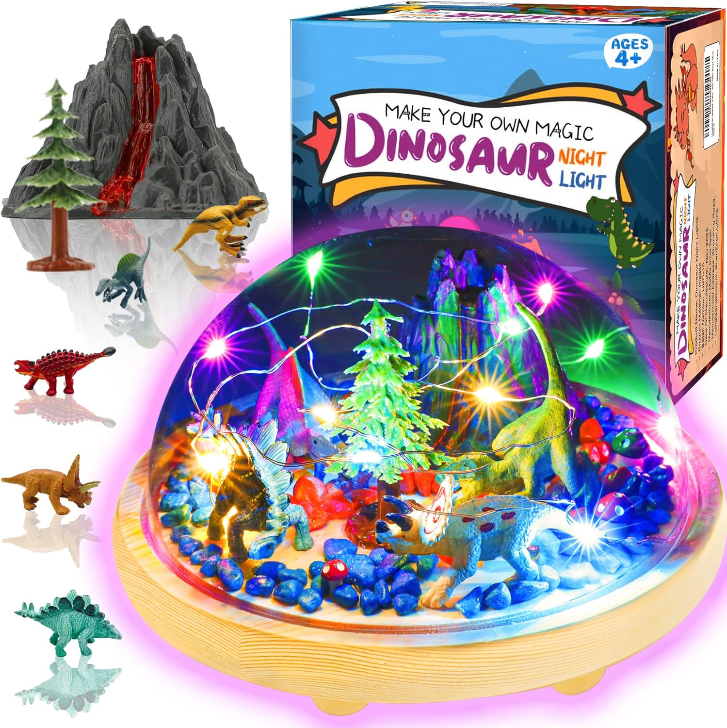 HeyKiddo Makes Your Own Dinosaur Night Lights, Newest Version Dinosaur Toys for Kids