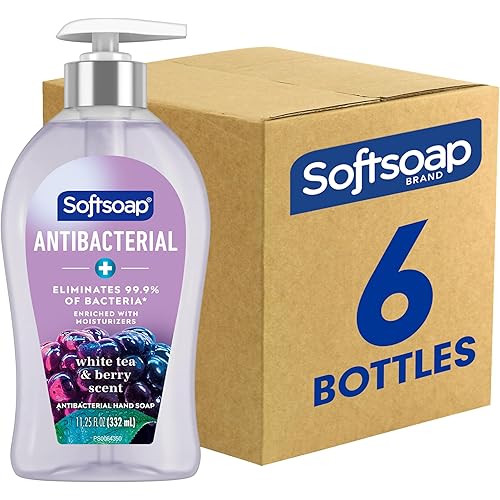 Softsoap Antibacterial Liquid Hand Soap, White Tea & Berry Scent Hand Soap, 11.25 Ounce, 6 Pack