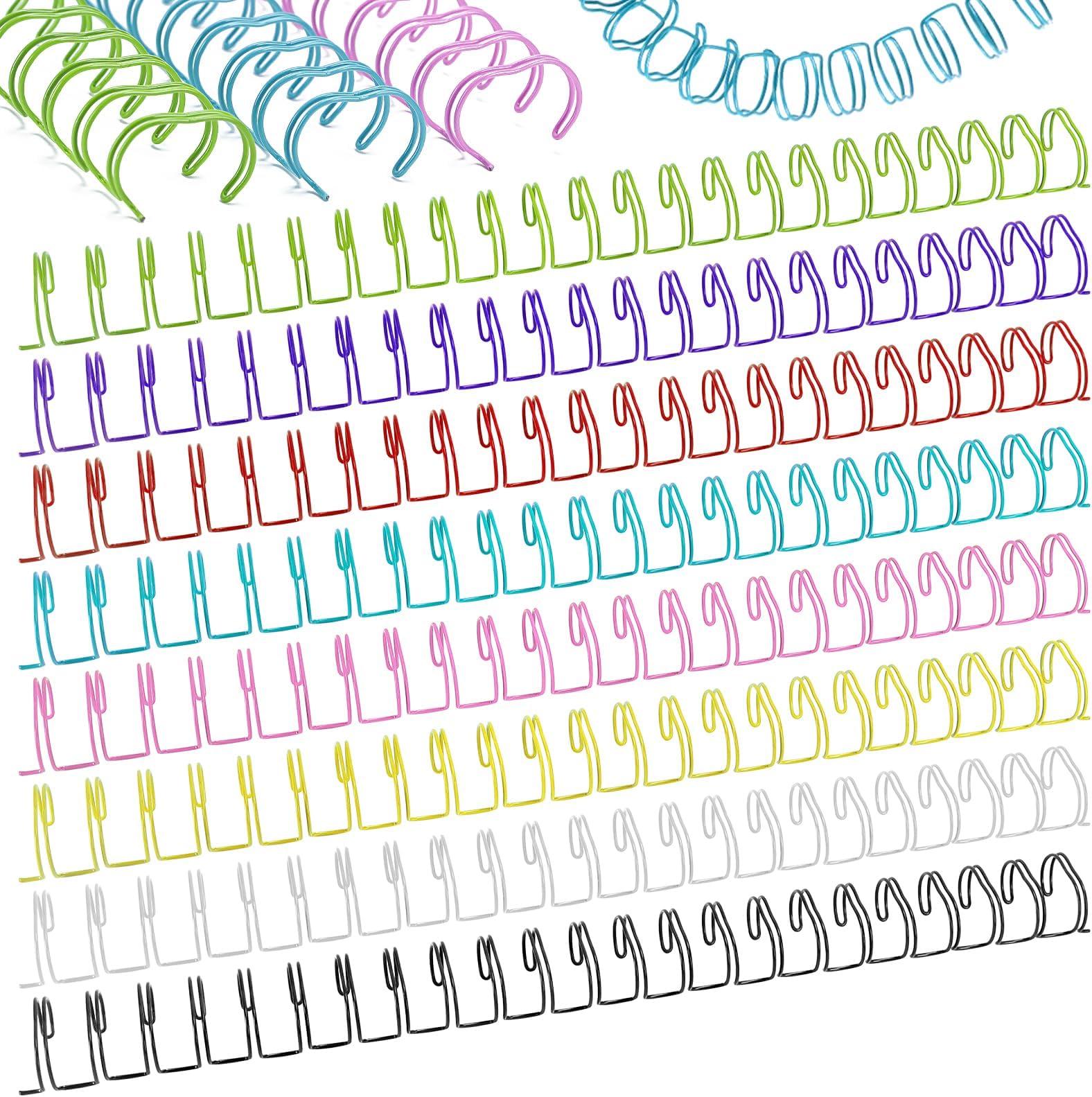 Vmiapxo 48 Pcs Small Metal Double Loop Binding Wires, 8 Colors Binding