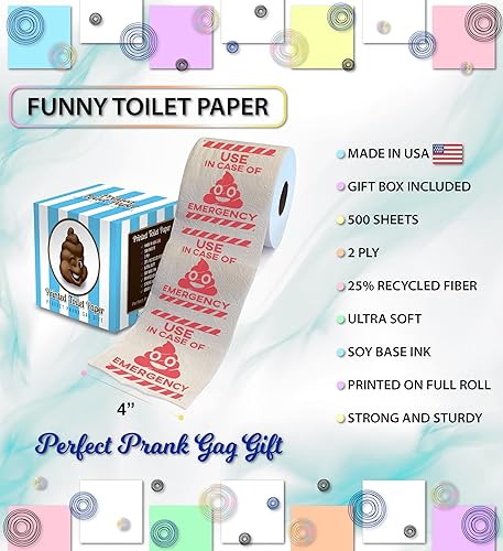 Miniatura 3 de Printed TP Uso en caso de regalo de papel higiénico impreso de emergencia divertido rollo de papel higiénico para bromas, sorpresas, decoración de