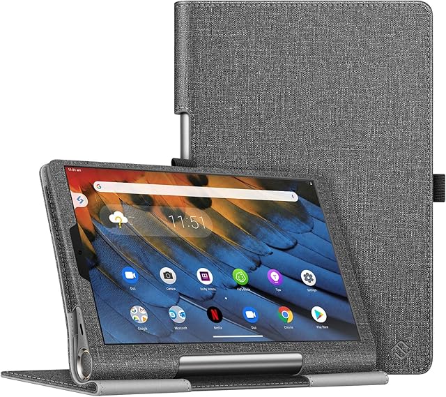 FINTIE Folio Case for Lenovo Yoga Smart Tablet, Slim Fit Premium Vegan Leather Stand Function Cover with Protective Holder for Lenovo Yoga Smart YT-X705F (10.1 inch) 2019, Grey