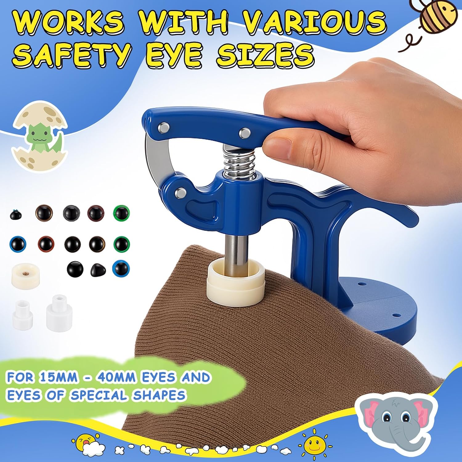Leriton 743 Pcs Large Size Safety Eye Tool with Safety Eyes Noses and Sizer Tool for Amigurumi Crochet Stuffed Animal Install Making Supplies