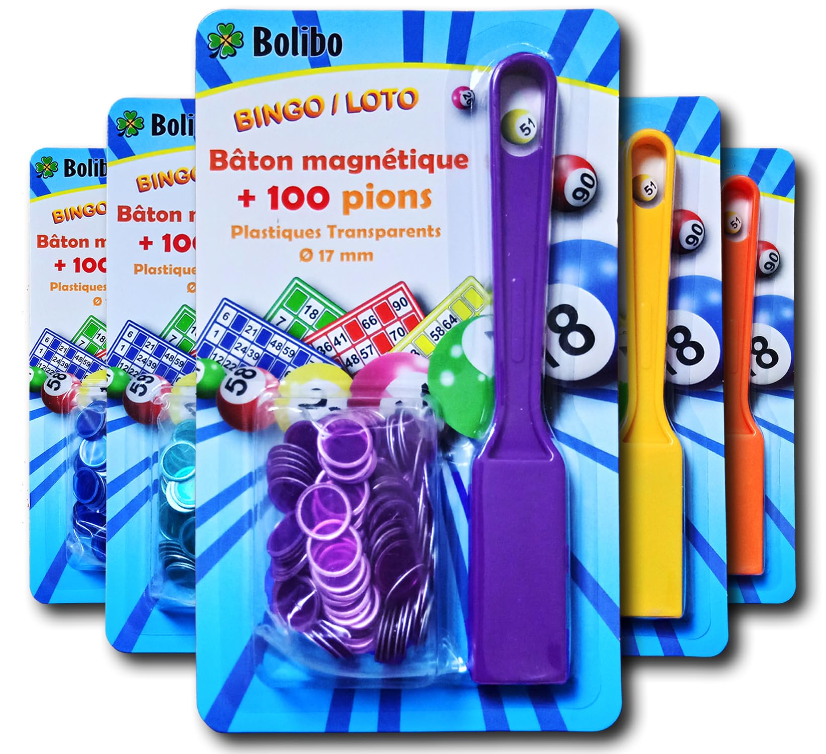 Bâton Magnétique Bingo + 100 Pions De Loto – Rose, Transparents Ø 17,4 Mm – Pour Soirées Loterie Et Jeux De Société