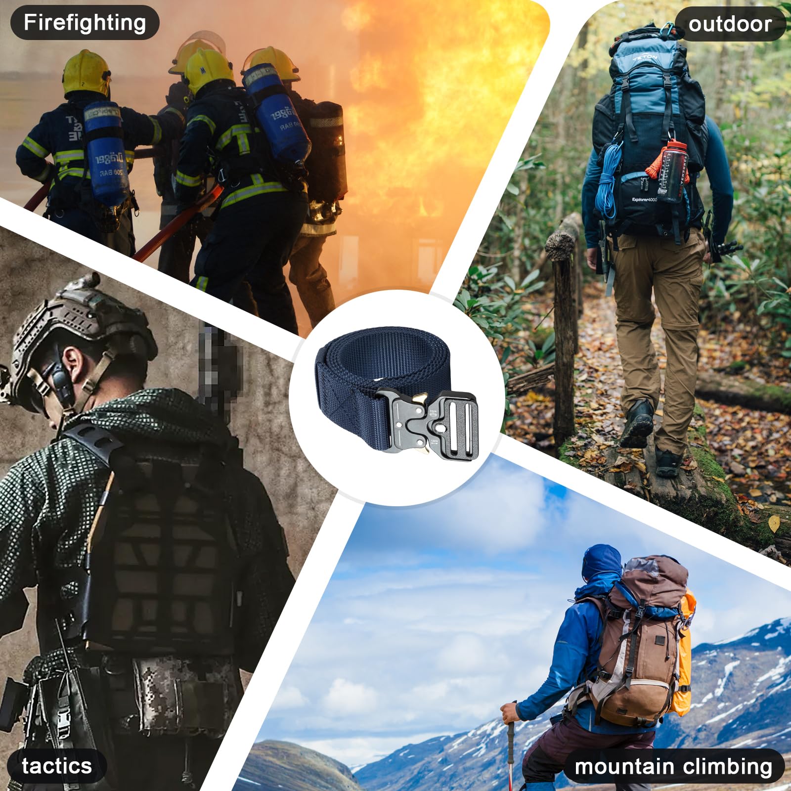 Cintura Tattica, 3,8 cm Cintura da Lavoro Militare Cinturas Tatticas Uomo Heavy Duty Nylon Militare Esercito con Fibbia in Metallo a Sgancio Rapido, per Caccia Trekking Esercizi (Marina Militare)