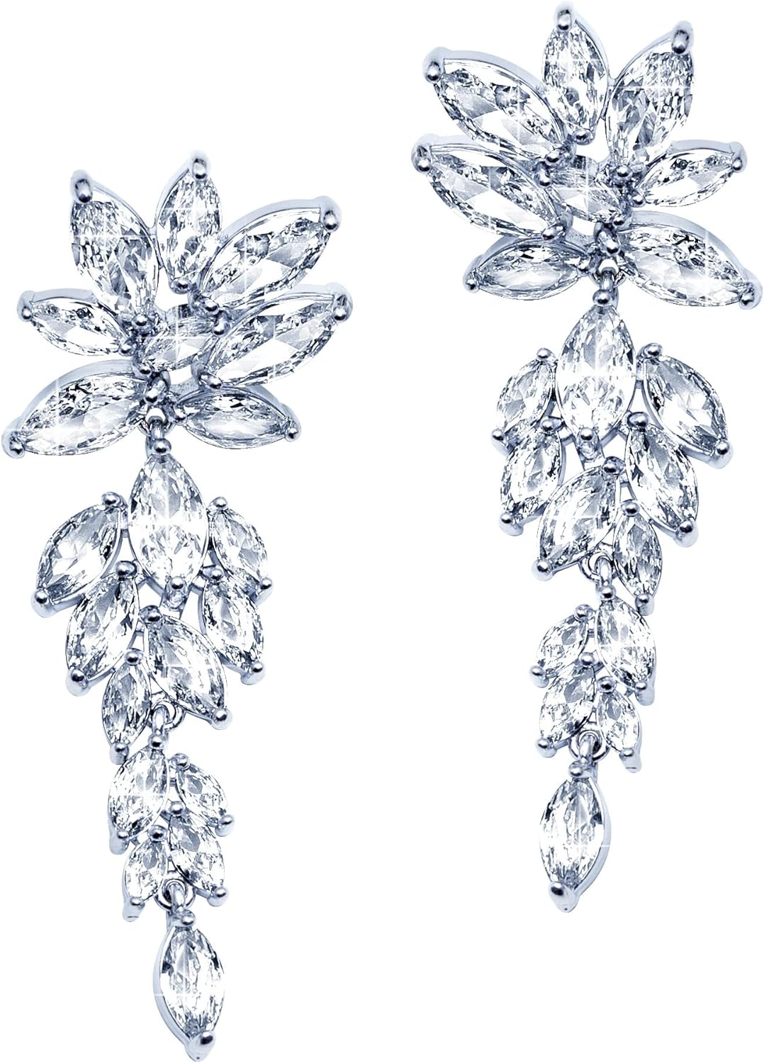 Wedding Earrings Elegant Statement Dangle Drop Dangling CZ Marquise Cubic Zirconia AAAAA 18K Gold Plated Rhinestone Luxurious for Brides Bridal Wedding Women Precious Crystal